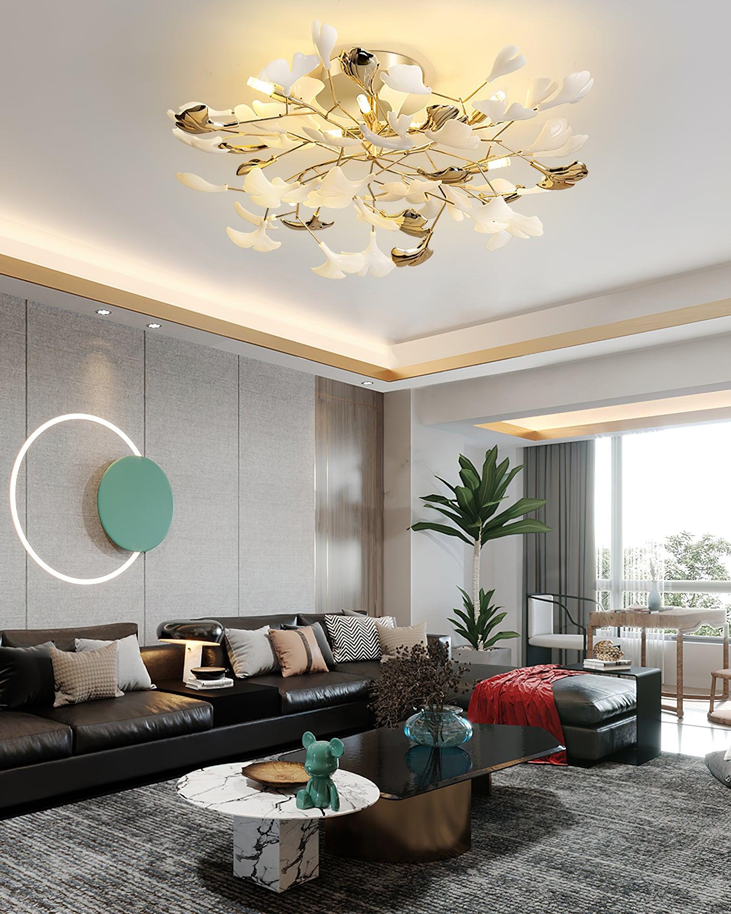 Artheel Premium Nordisch Kunst Gingko Drehend Keramik Deckenleuchte-Letslighting
