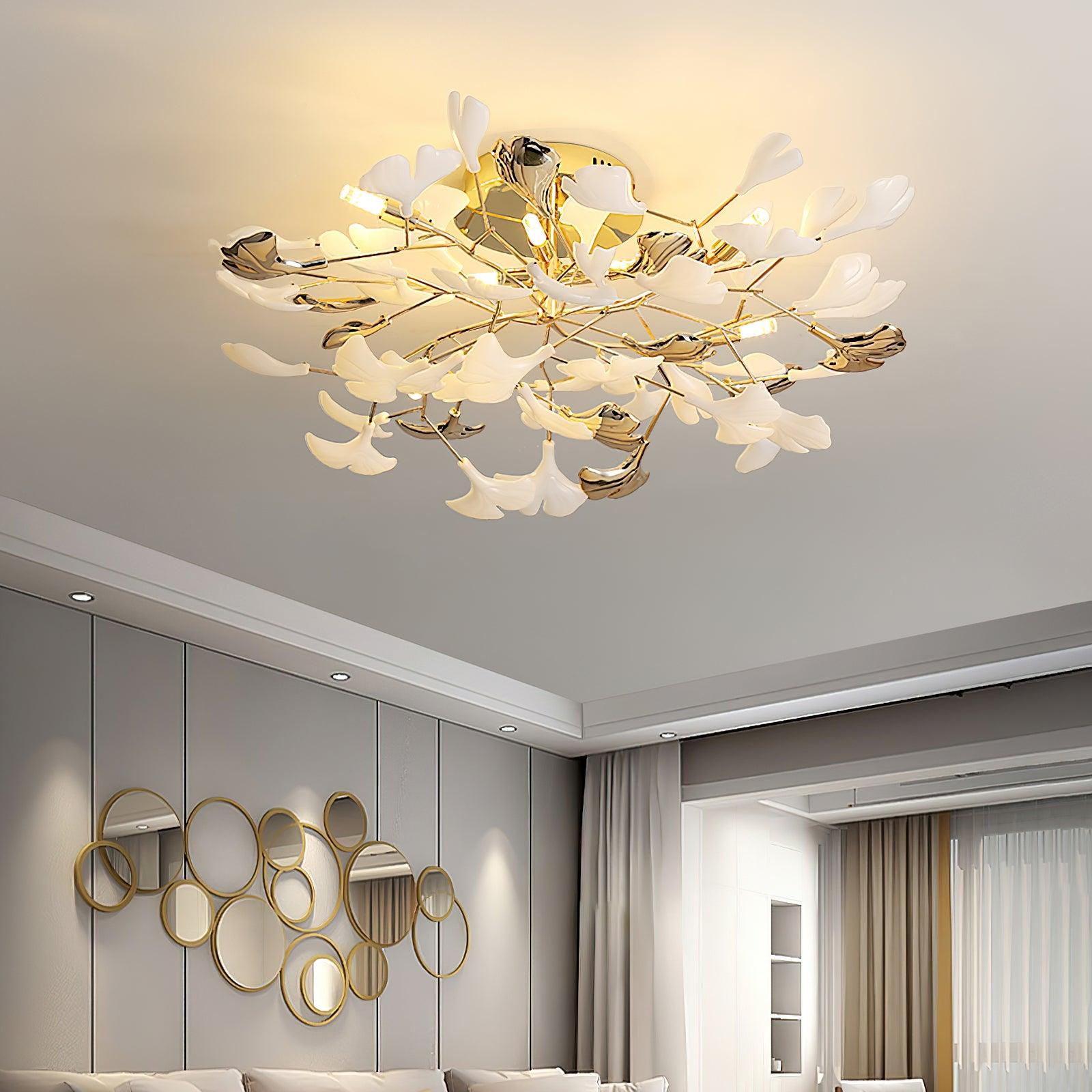 Artheel Premium Nordisch Kunst Gingko Drehend Keramik Deckenleuchte-Letslighting