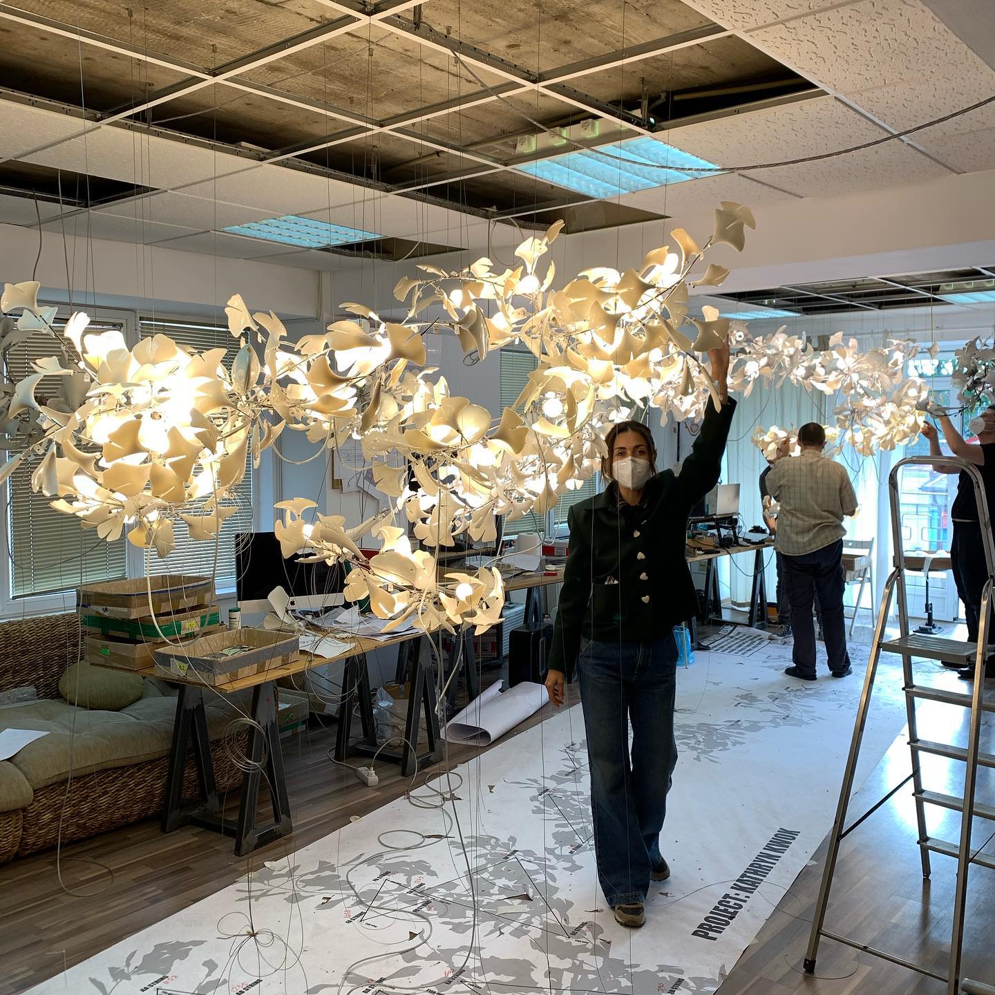 Olivia Keramik Gingko Blatt Kronleuchter-Letslighting