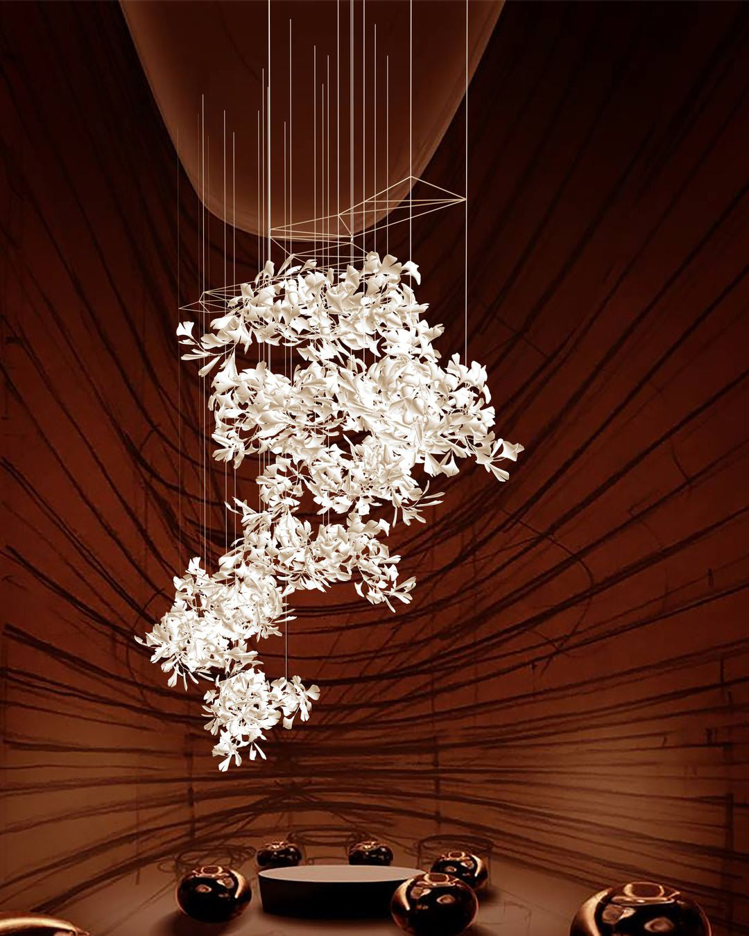Olivia Keramik Gingko Blatt Kronleuchter-Letslighting