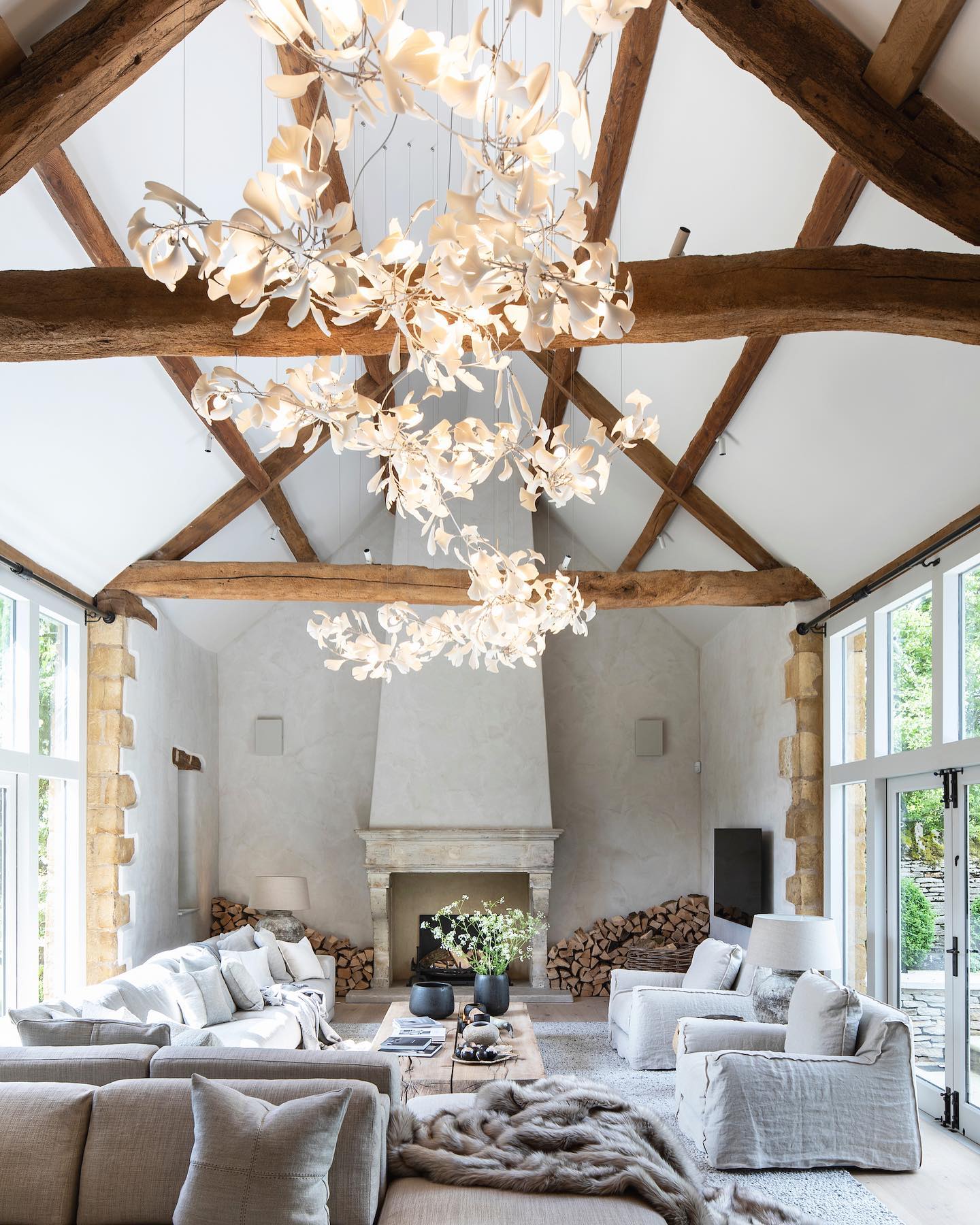 Olivia Keramik Gingko Blatt Kronleuchter-Letslighting