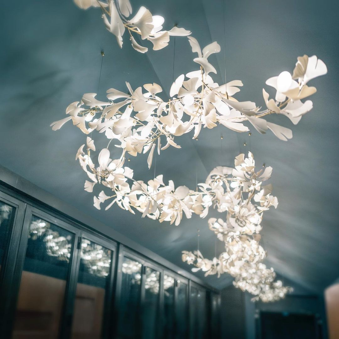 Olivia Keramik Gingko Blatt Kronleuchter-Letslighting