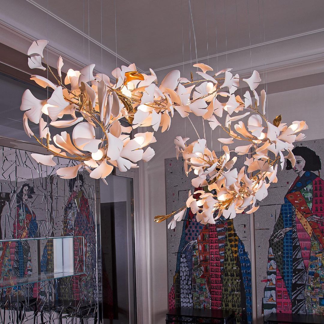 Olivia Keramik Gingko Blatt Kronleuchter-Letslighting