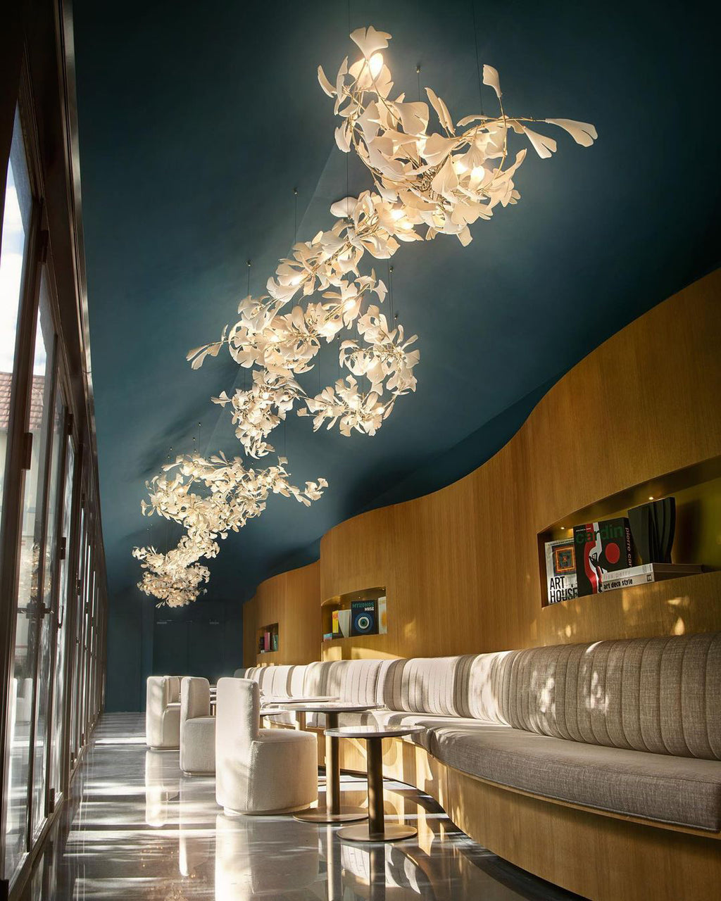 Olivia Keramik Gingko Blatt Kronleuchter-Letslighting