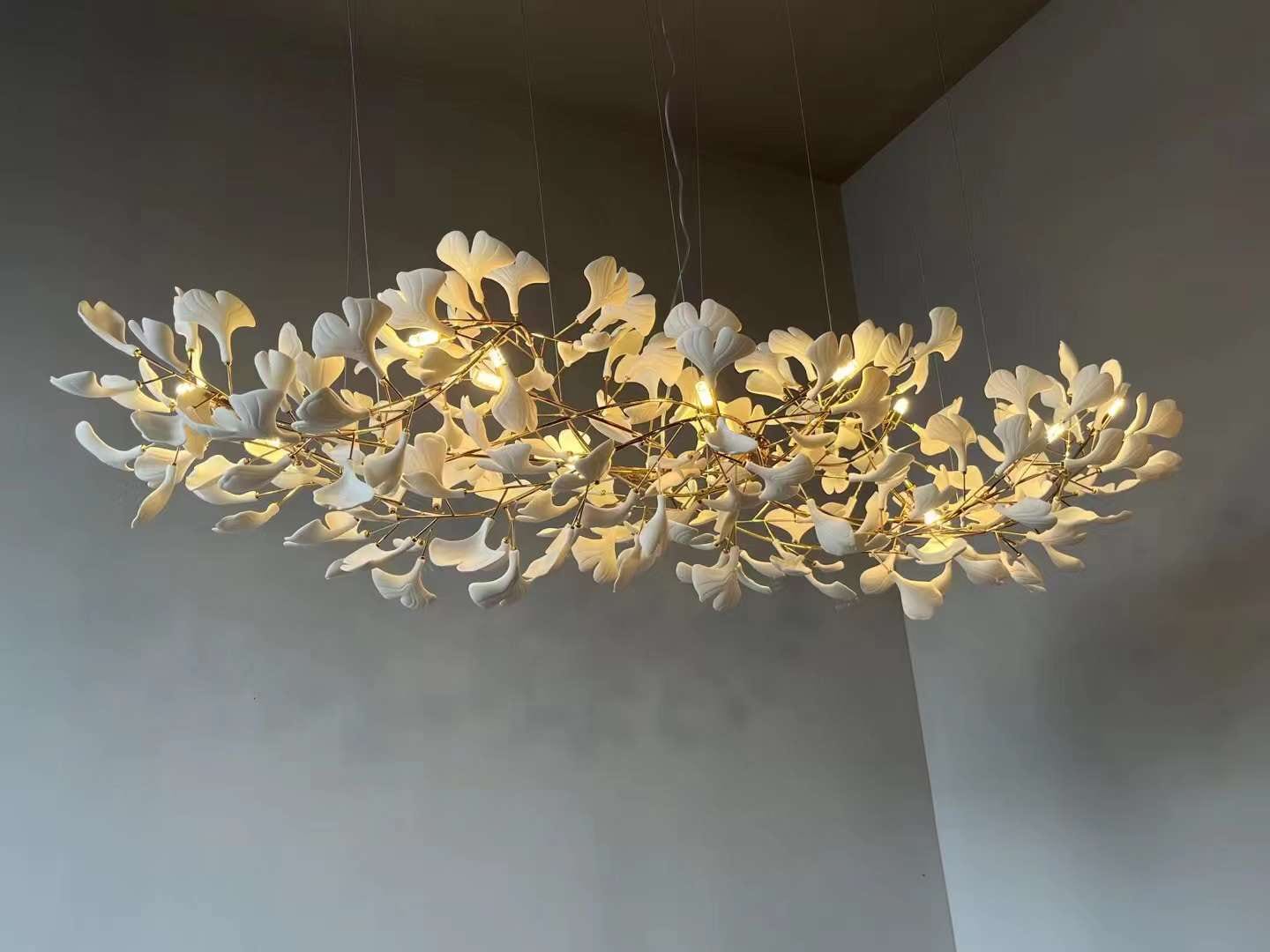 Olivia Keramik Gingko Blatt Kronleuchter-Letslighting