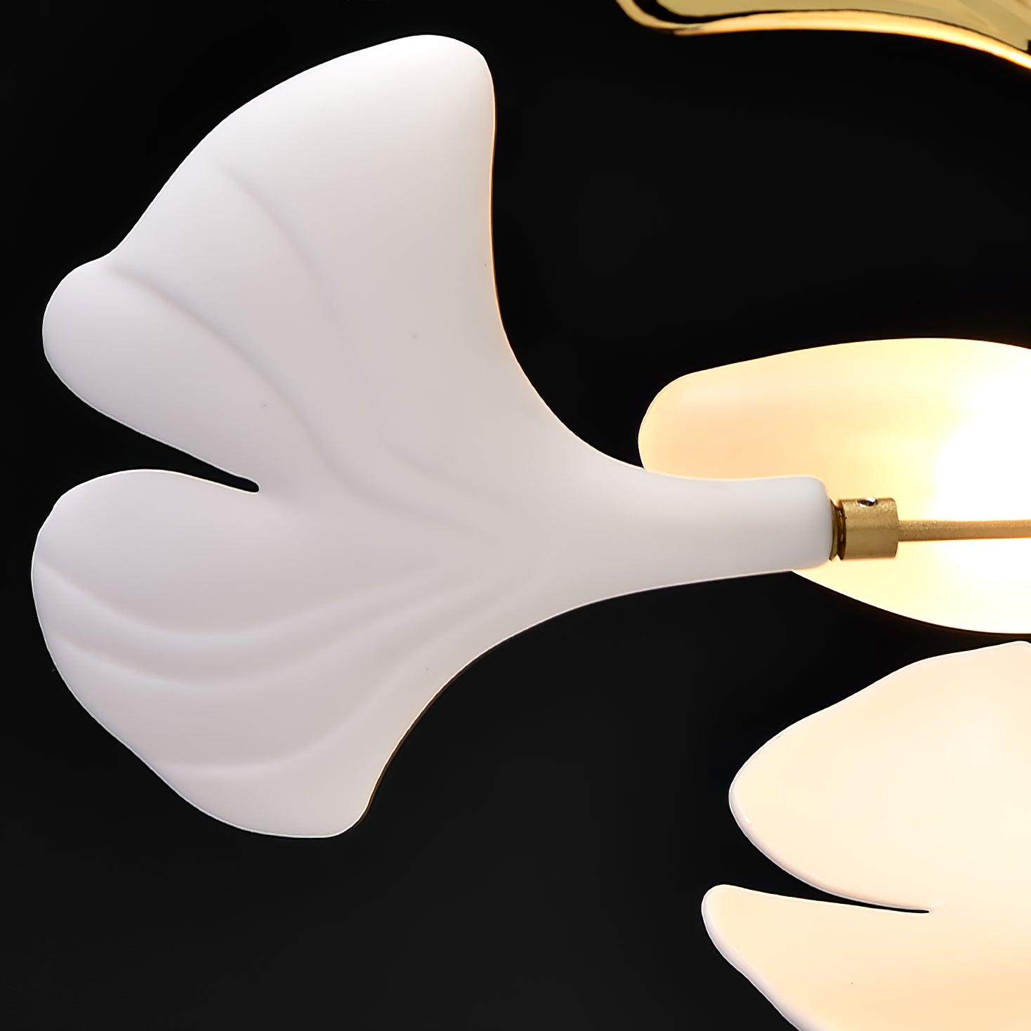 Chandelier White Ceramic Ginkgo Petals Gold - Letslighting