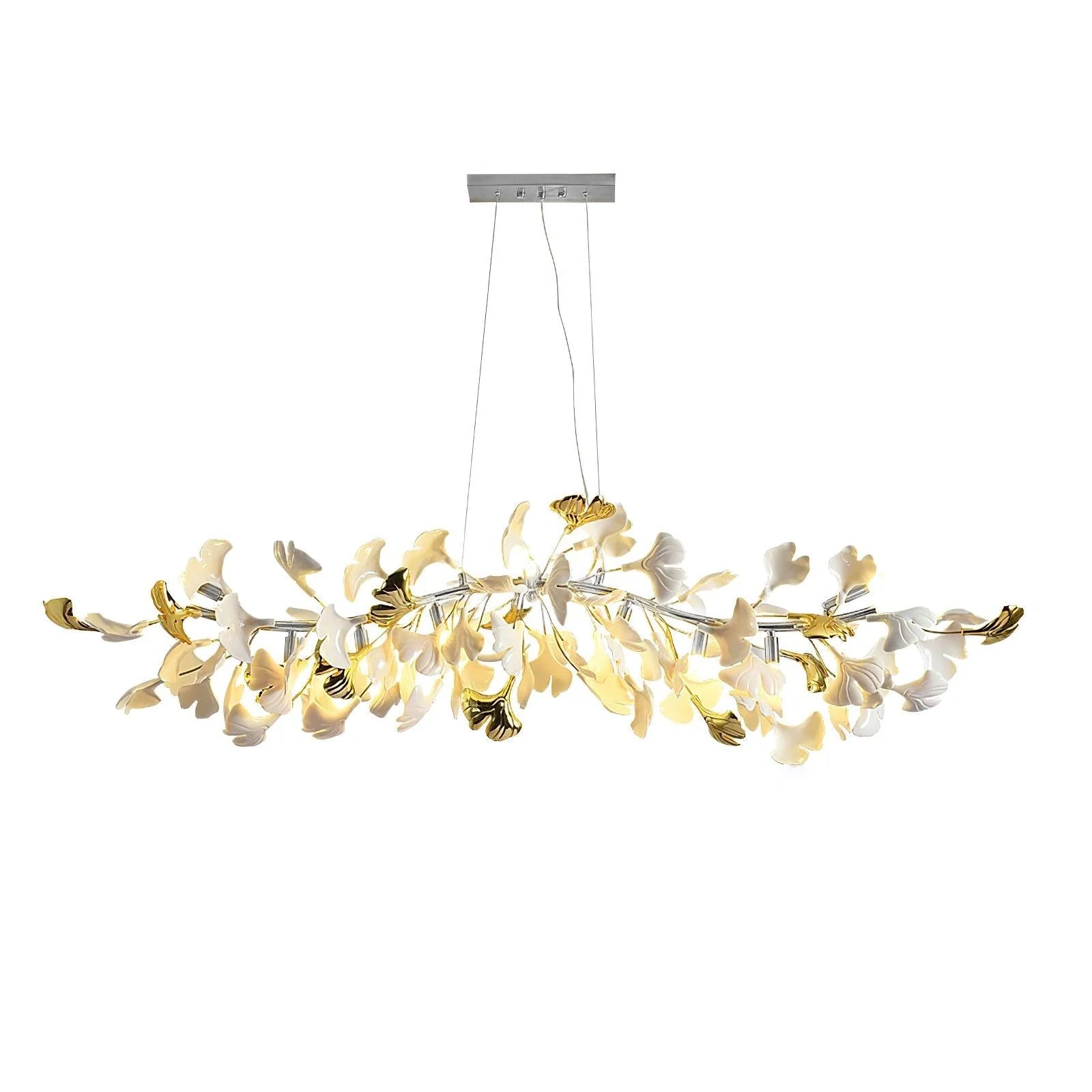 Olivia Linearer Kronleuchter aus Keramik mit Gingko-Muster-Letslighting