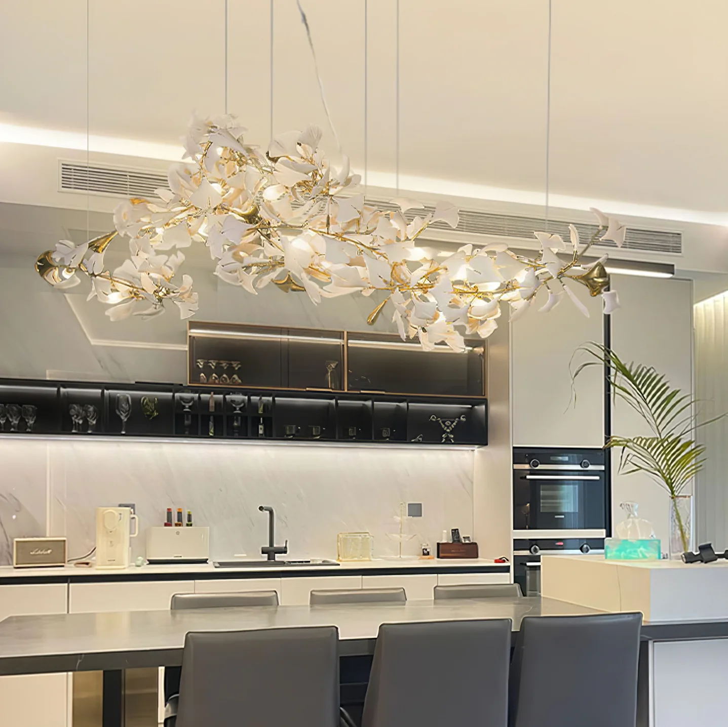 Olivia Keramik Gingko Blatt Kronleuchter-Letslighting
