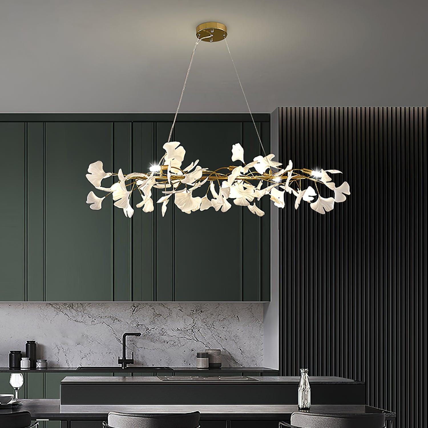 Olivia Kronleuchter Keramik Ginkgo Linear Minimalistisch-Letslighting