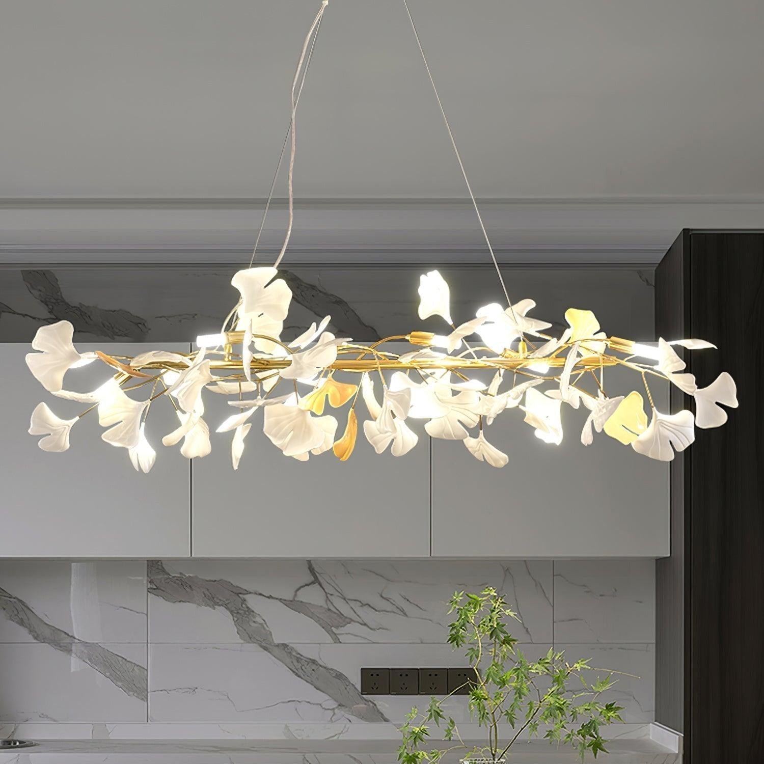 Olivia Kronleuchter Keramik Ginkgo Linear Minimalistisch-Letslighting