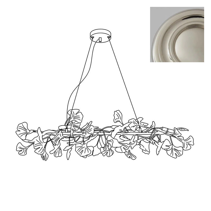 Chandelier Metal Frame Ceramic Gingko White Gold Shade Modern Art - Letslighting