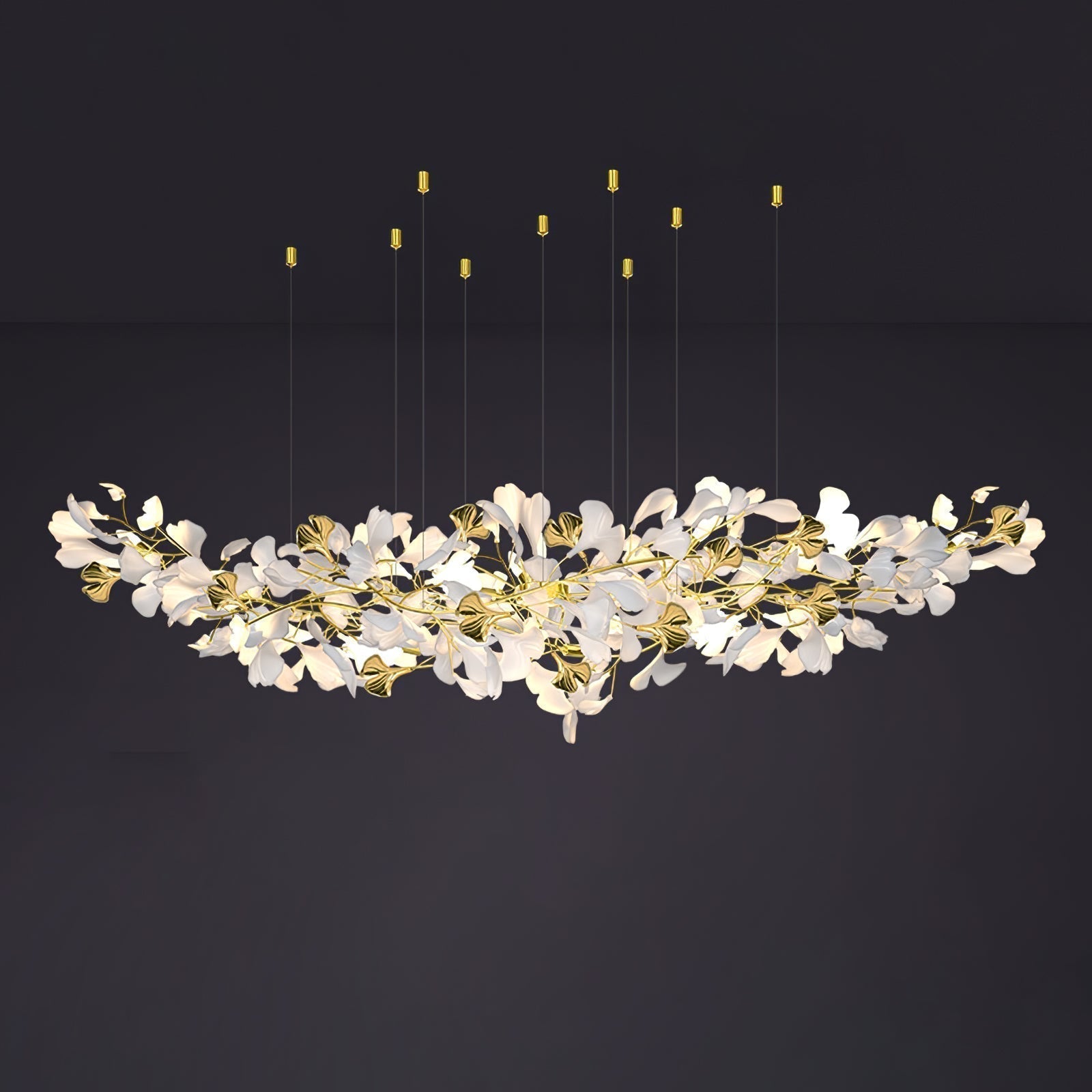 Olivia Kronleuchter Keramik Ginkgo Luxus-Letslighting