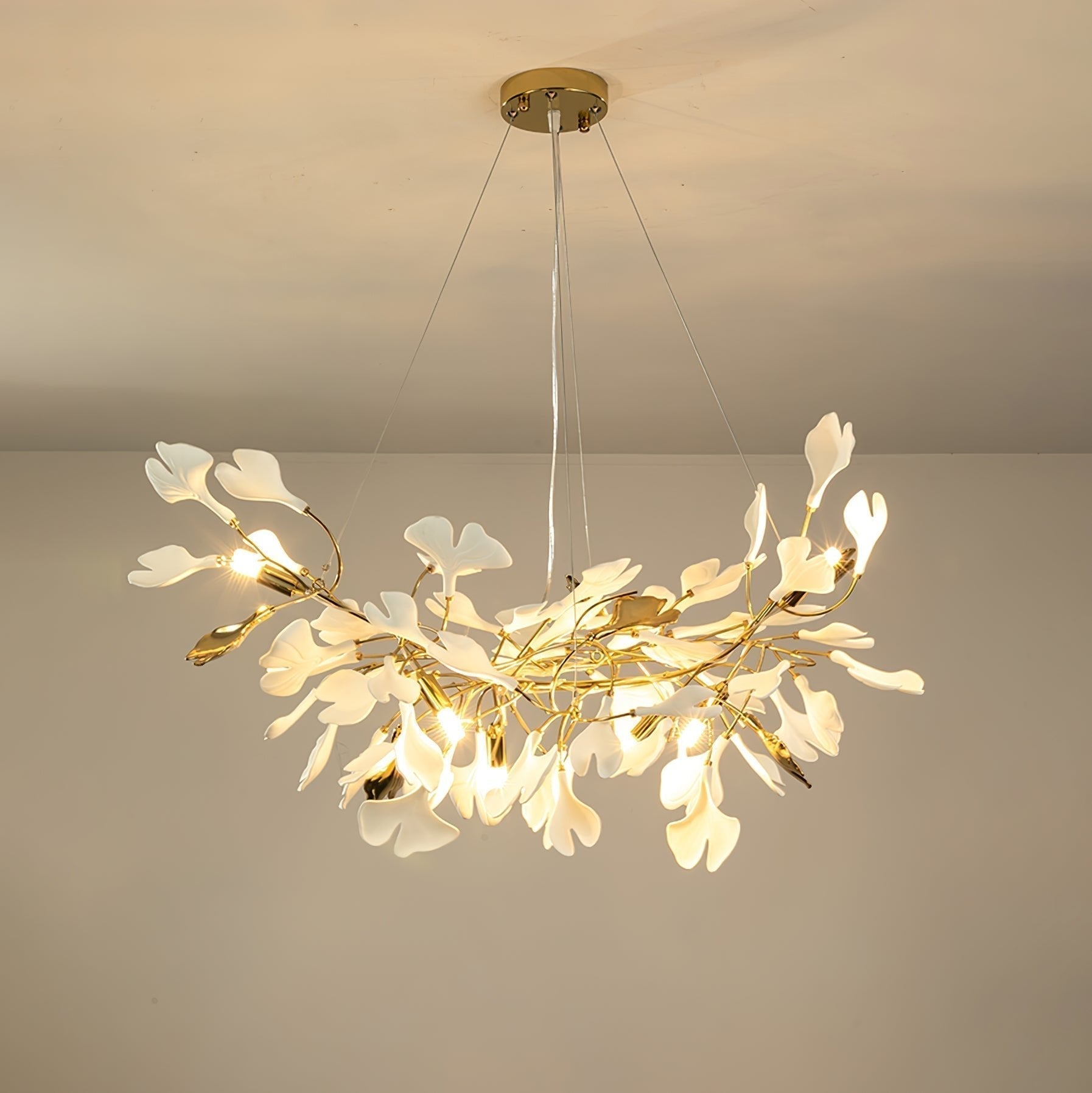 Olivia Kronleuchter Keramik Ginkgo Luxus-Letslighting