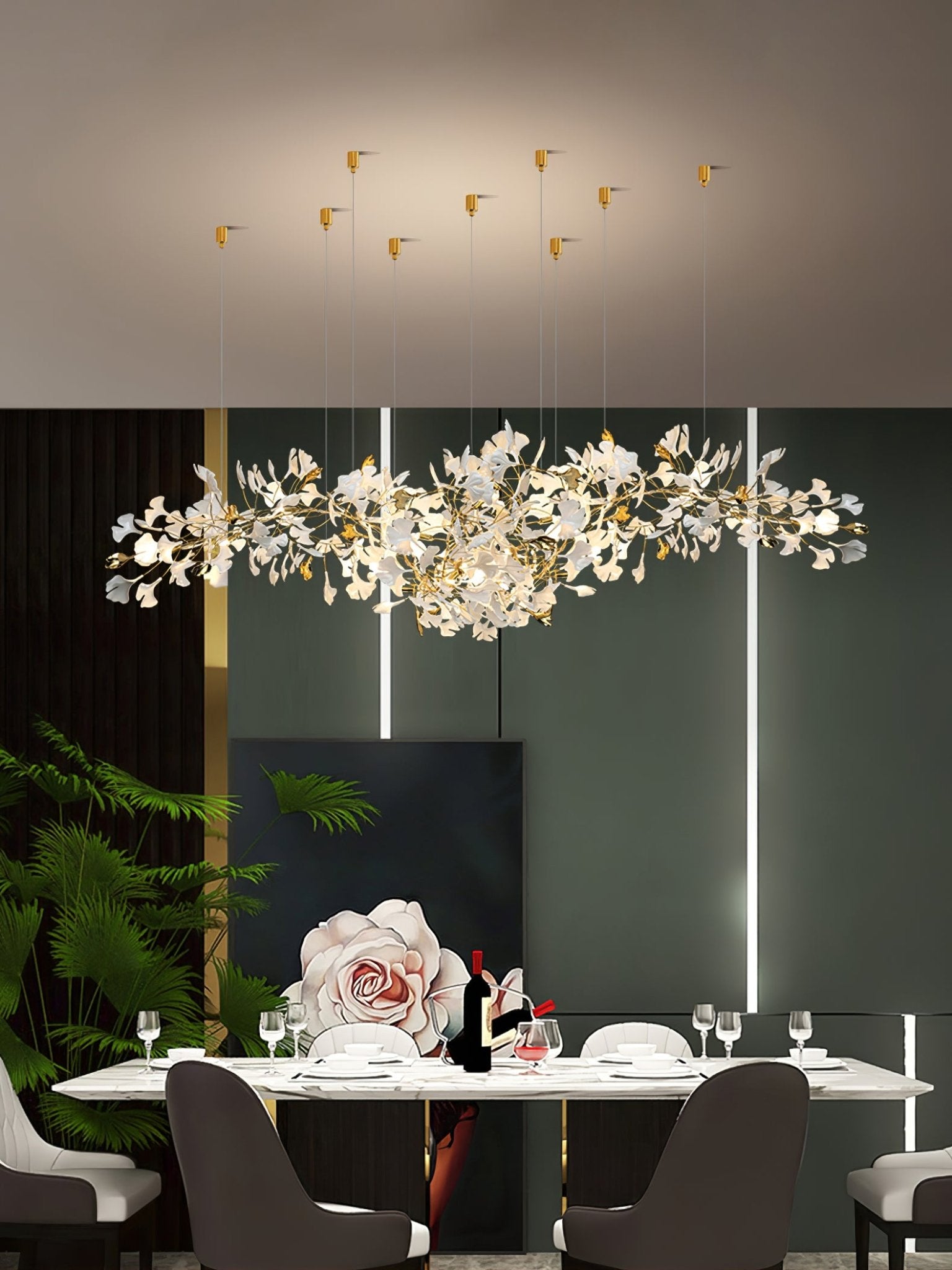 Olivia Kronleuchter Keramik Ginkgo Luxus-Letslighting
