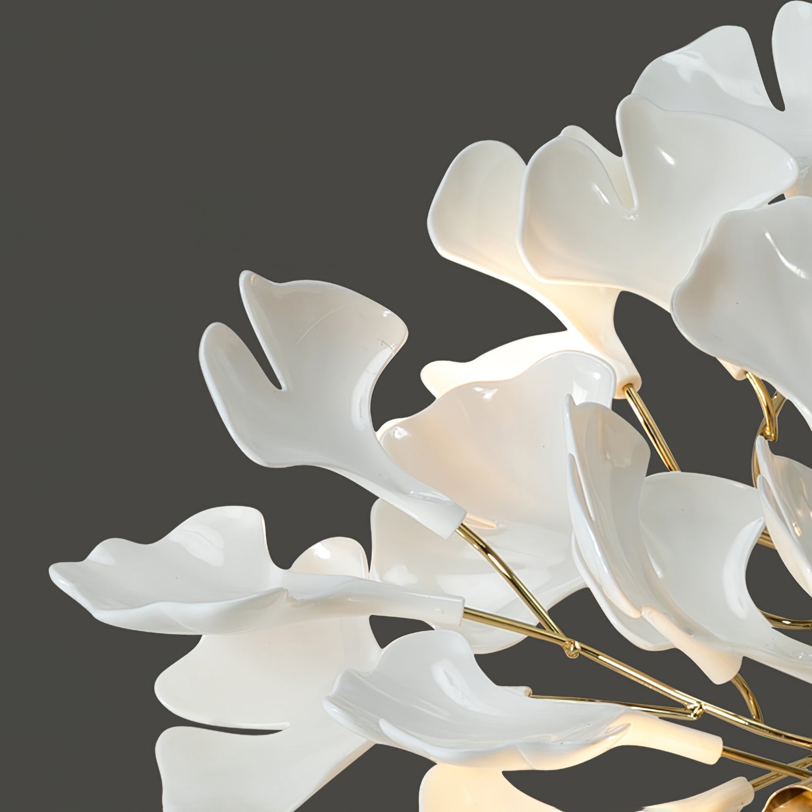 Olivia Kronleuchter Keramik Ginkgo Luxus-Letslighting