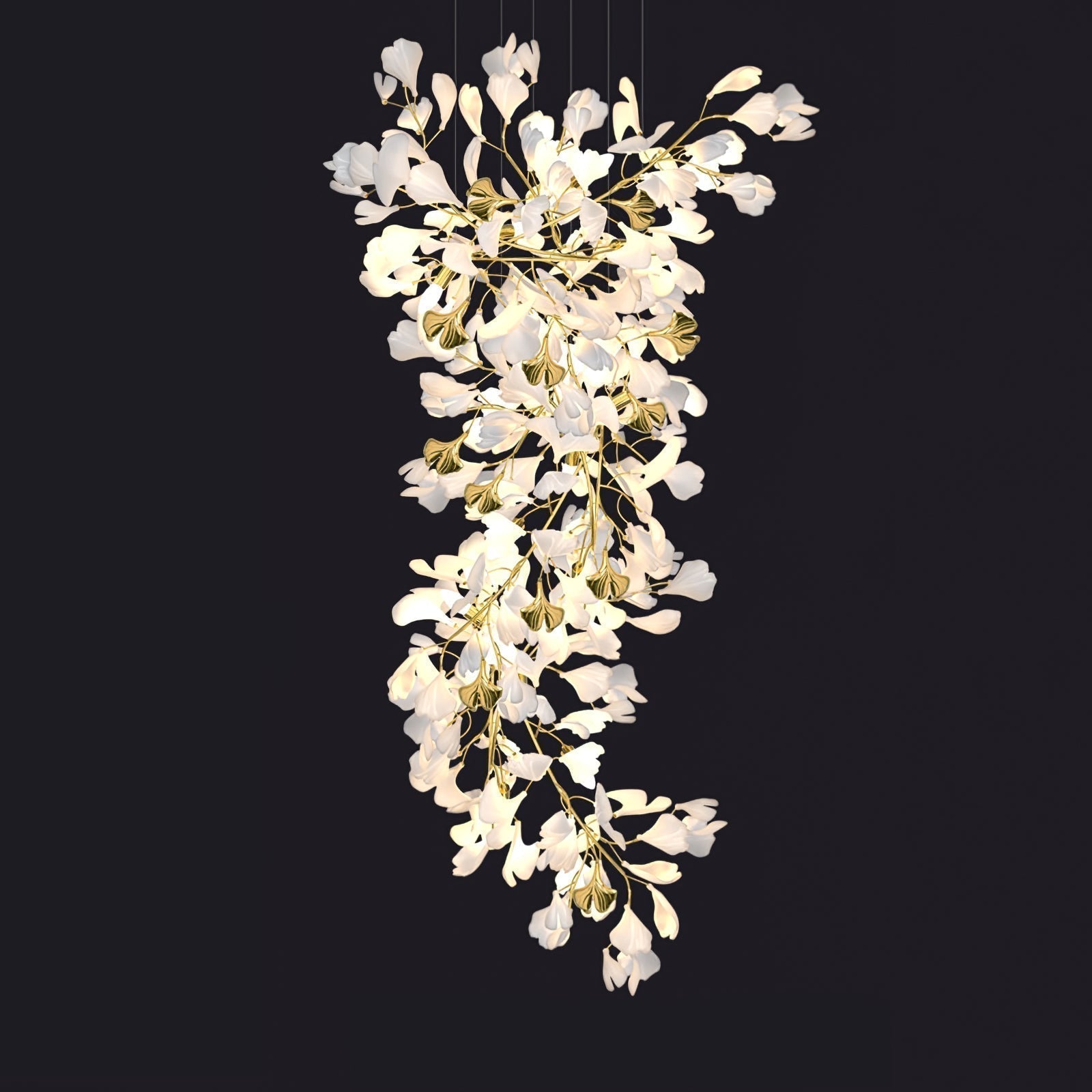 Olivia Kronleuchter Keramik Ginkgo Luxus-Letslighting