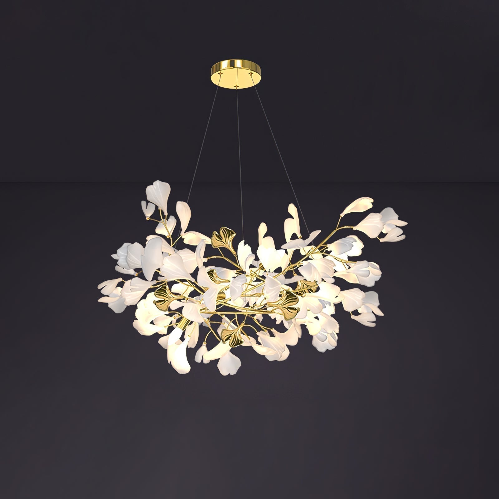 Olivia Kronleuchter Keramik Ginkgo Luxus-Letslighting