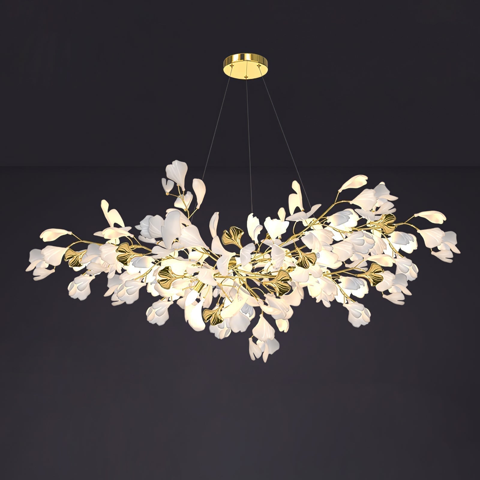 Olivia Kronleuchter Keramik Ginkgo Luxus-Letslighting