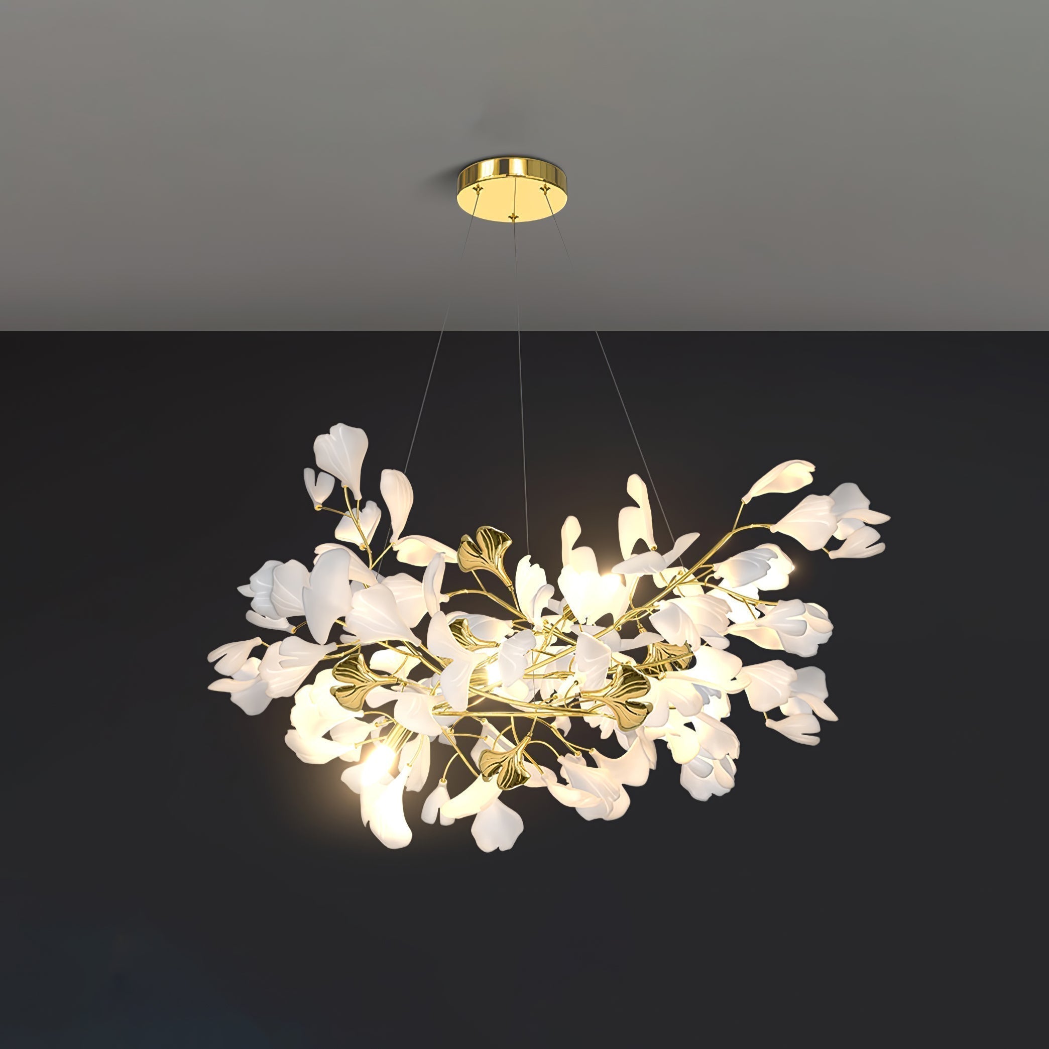 Olivia Kronleuchter Keramik Ginkgo Luxus-Letslighting