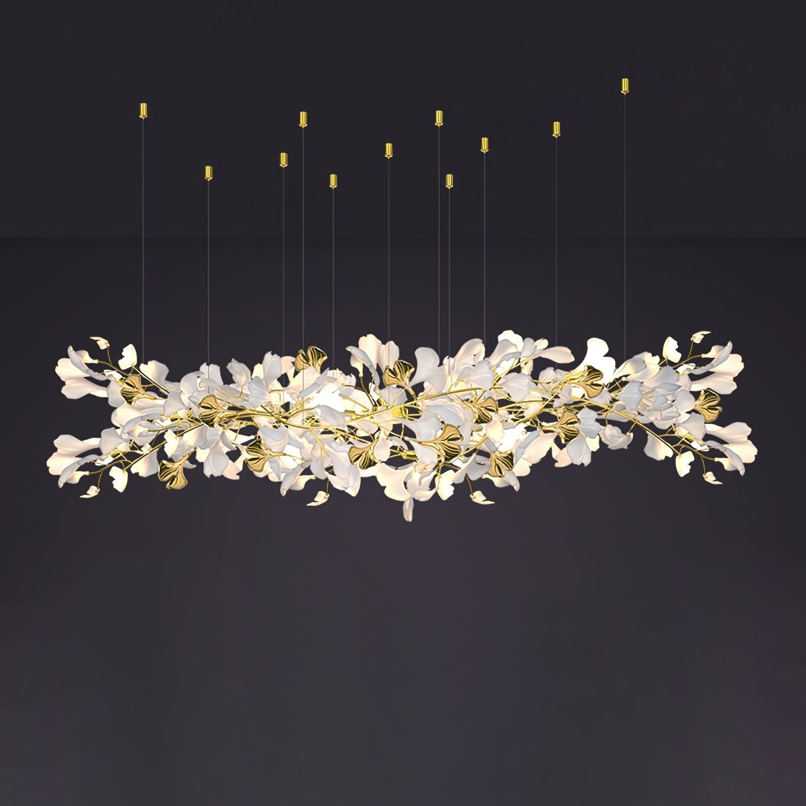 Olivia Kronleuchter Keramik Ginkgo Luxus-Letslighting