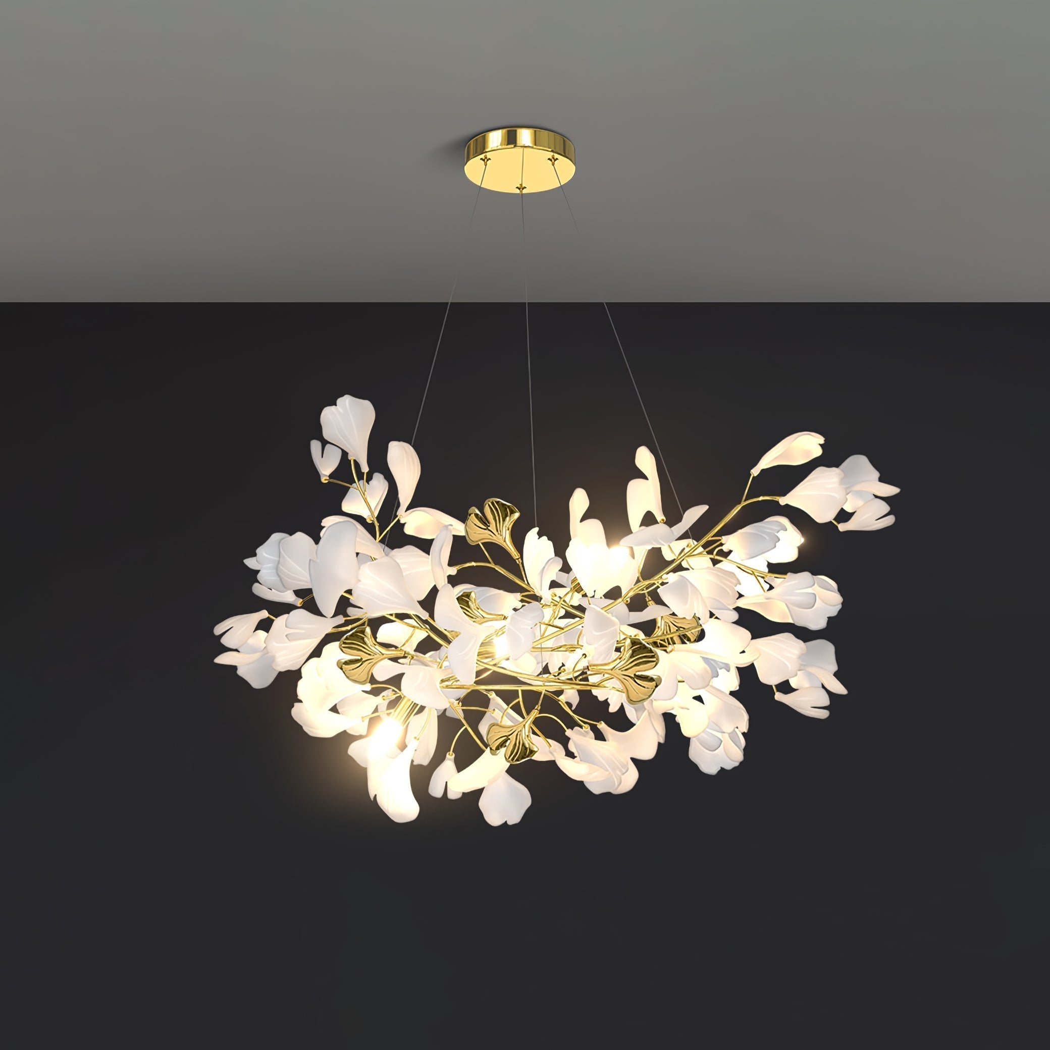 Olivia Kronleuchter Keramik Ginkgo Luxus-Letslighting
