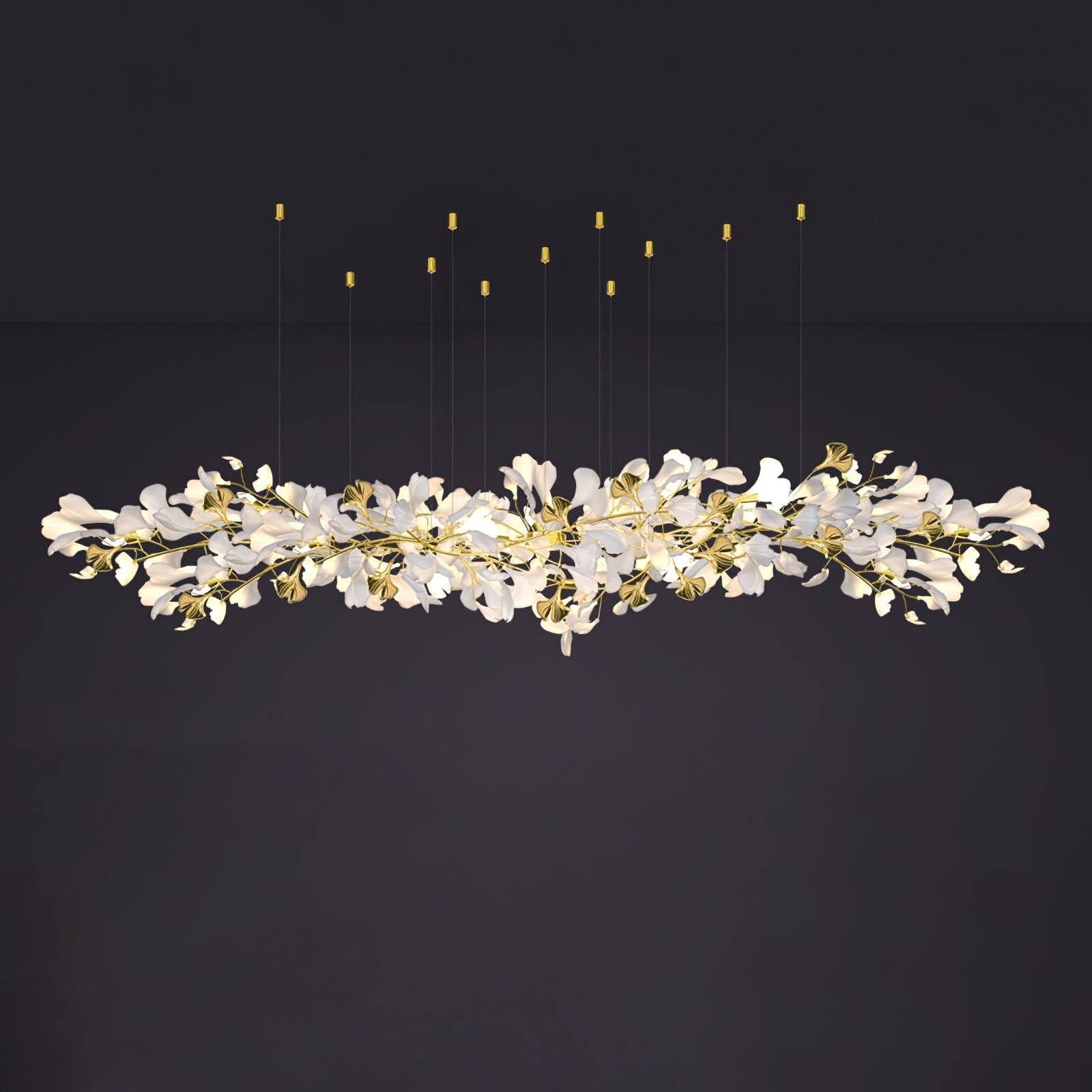 Olivia Kronleuchter Keramik Ginkgo Luxus-Letslighting