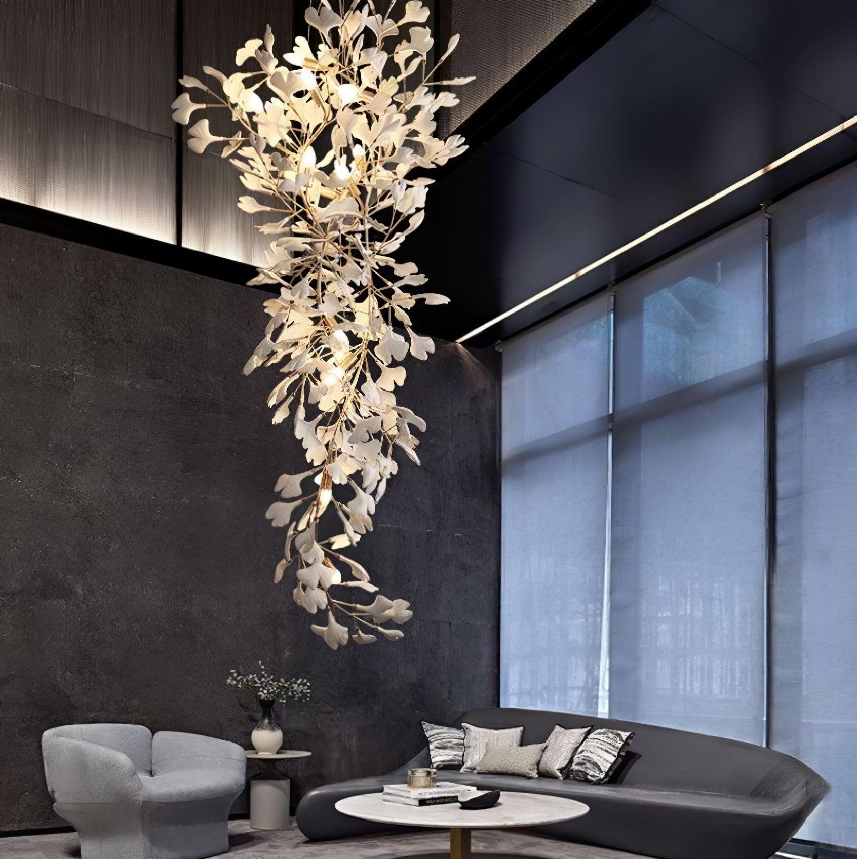 Ivmarel Gingko-Keramik-Kronleuchter mit langem Zweig-Letslighting