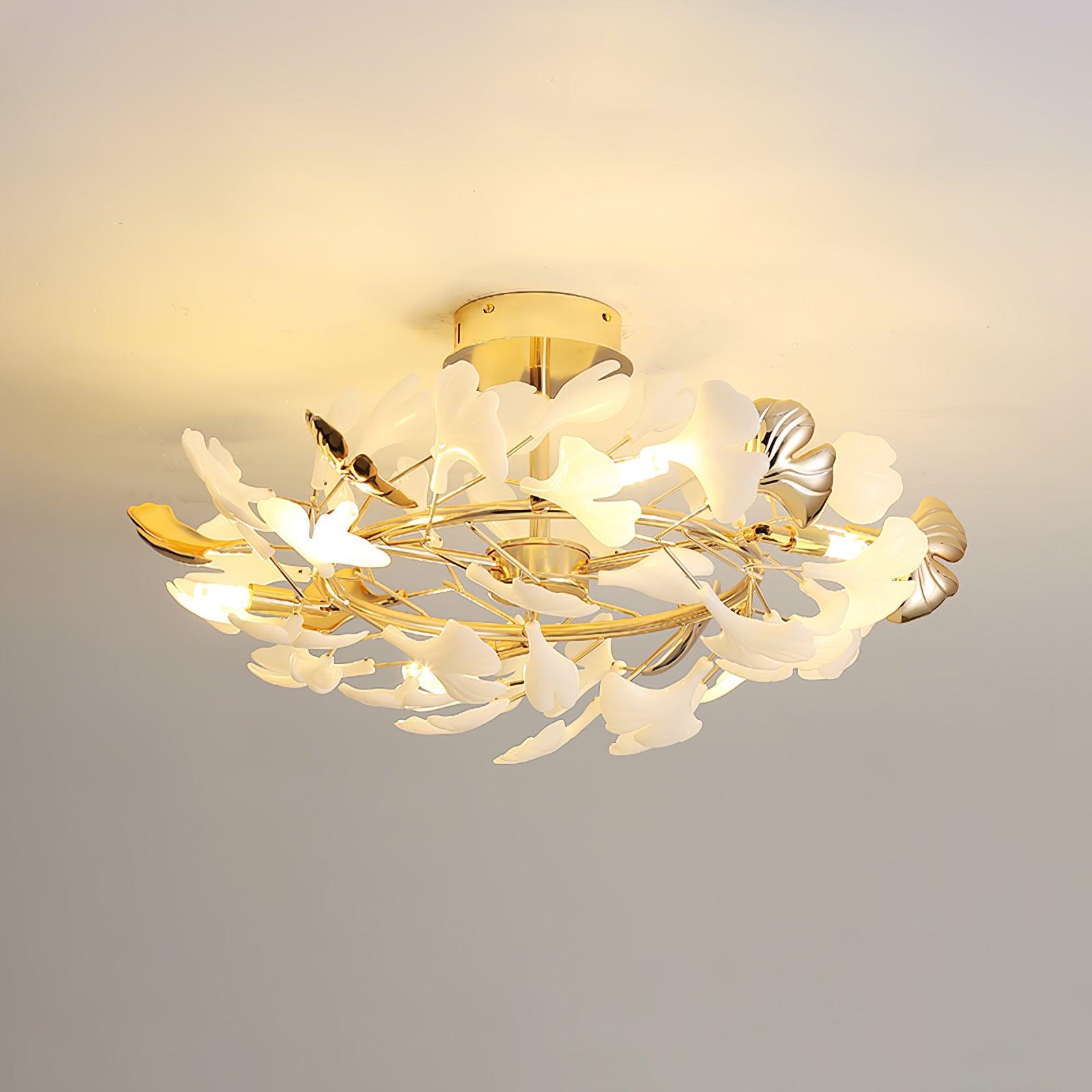 Artheel Premium Nordisch Kunst Gingko Drehend Keramik Deckenleuchte-Letslighting