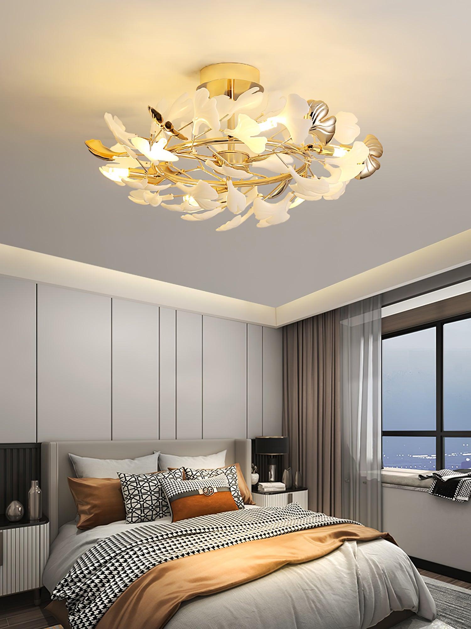 Artheel Premium Nordisch Kunst Gingko Drehend Keramik Deckenleuchte-Letslighting
