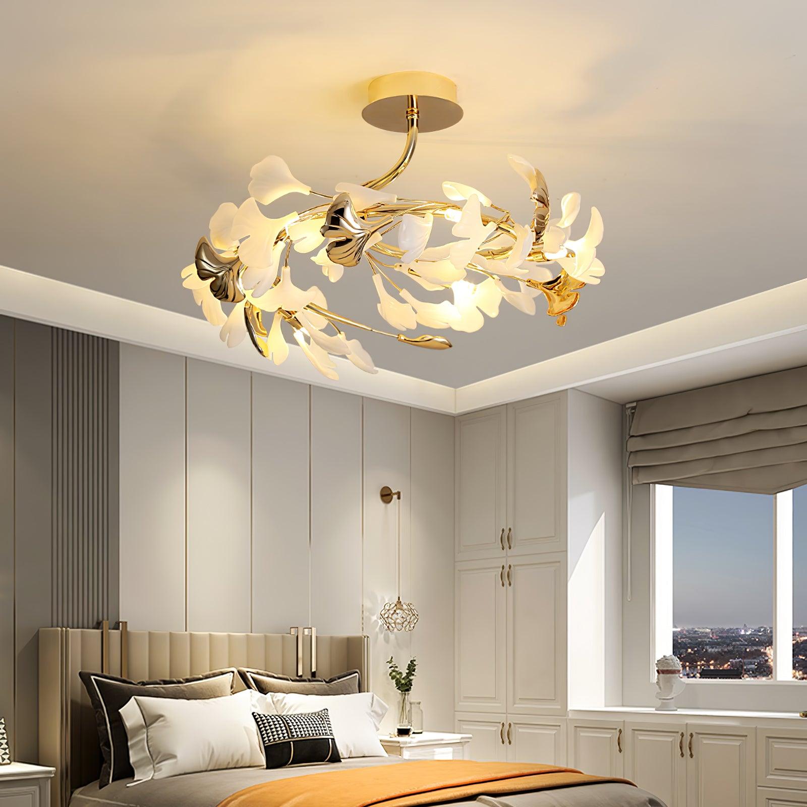 Artheel Premium Nordisch Kunst Gingko Drehend Keramik Deckenleuchte-Letslighting