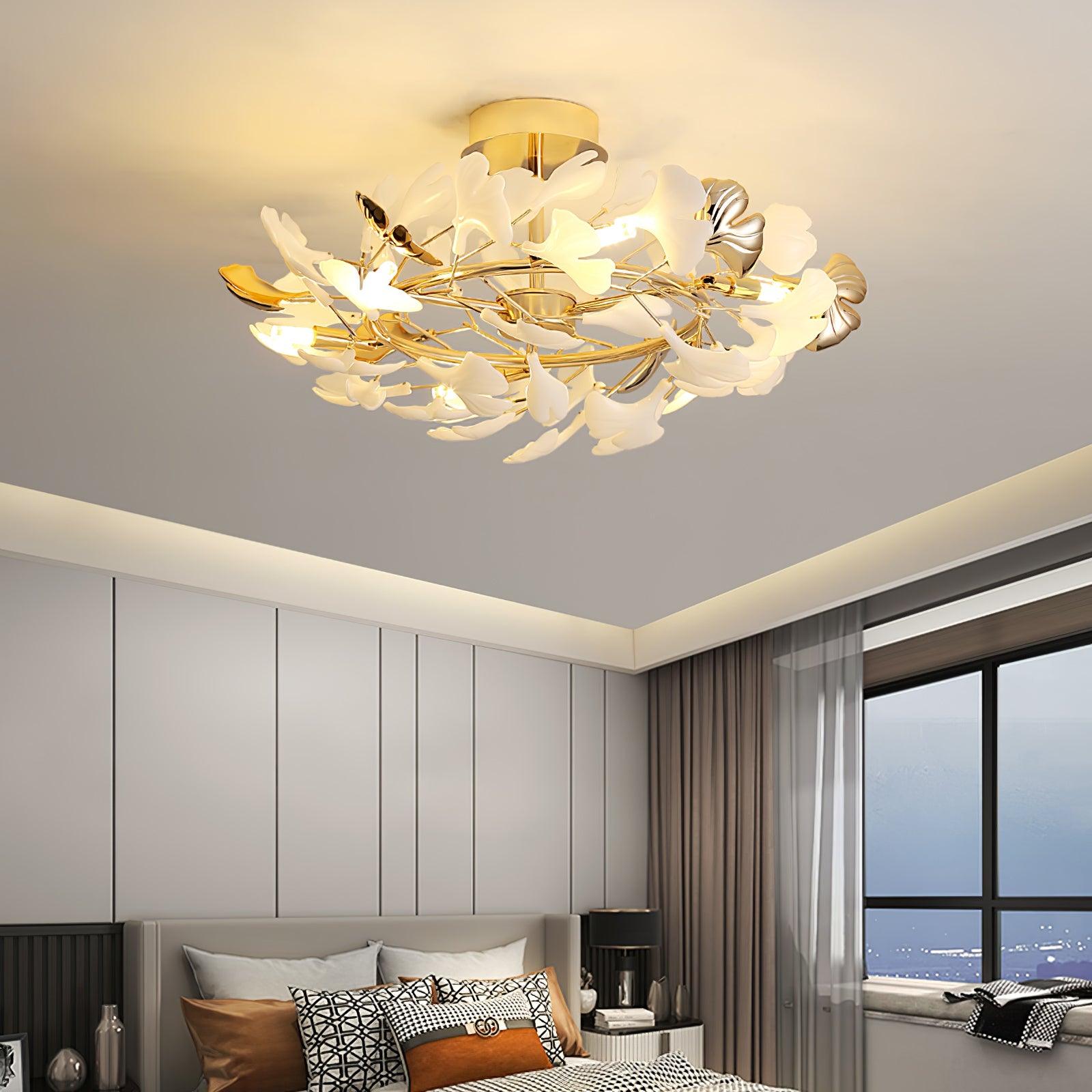 Artheel Premium Nordisch Kunst Gingko Drehend Keramik Deckenleuchte-Letslighting