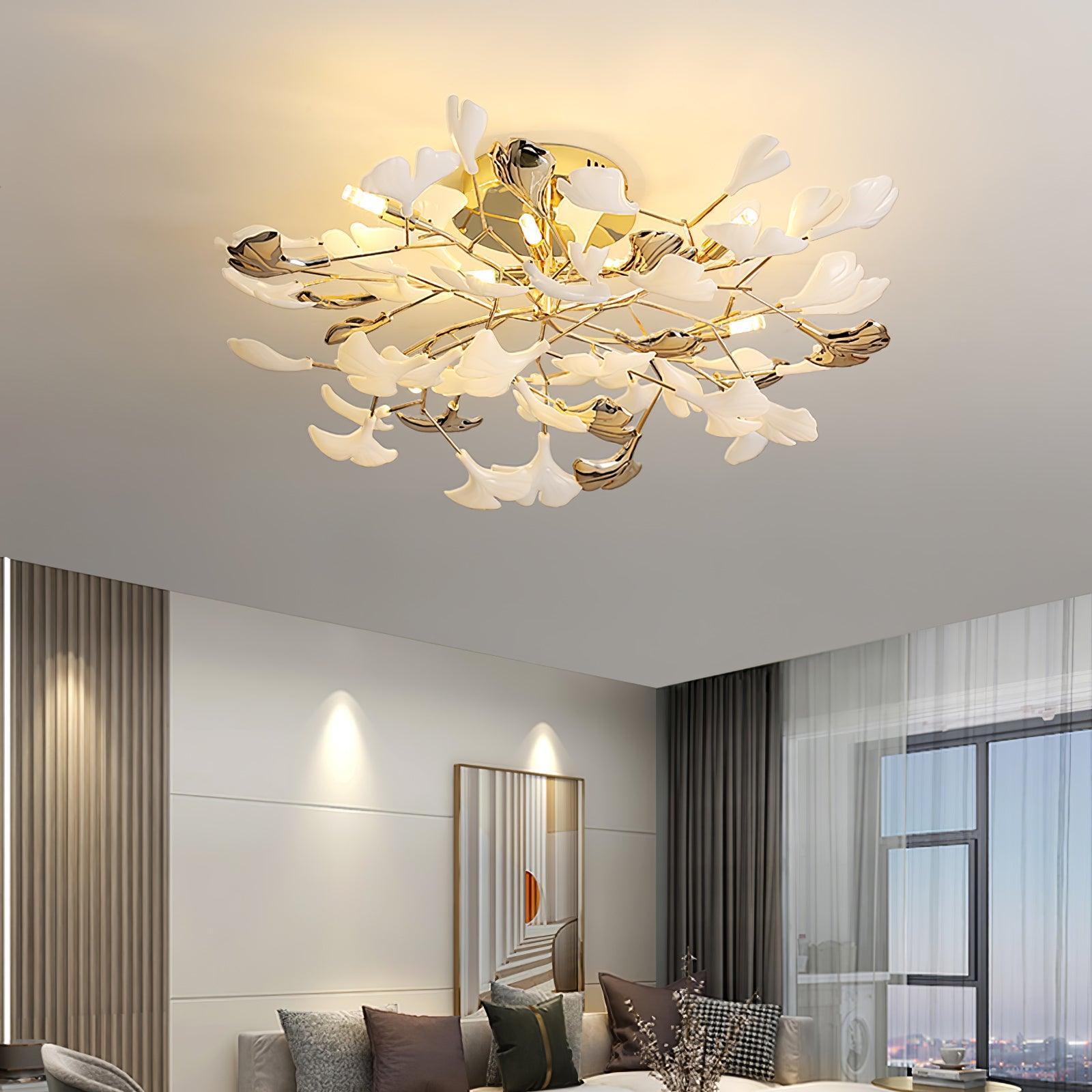 Artheel Premium Nordisch Kunst Gingko Drehend Keramik Deckenleuchte-Letslighting