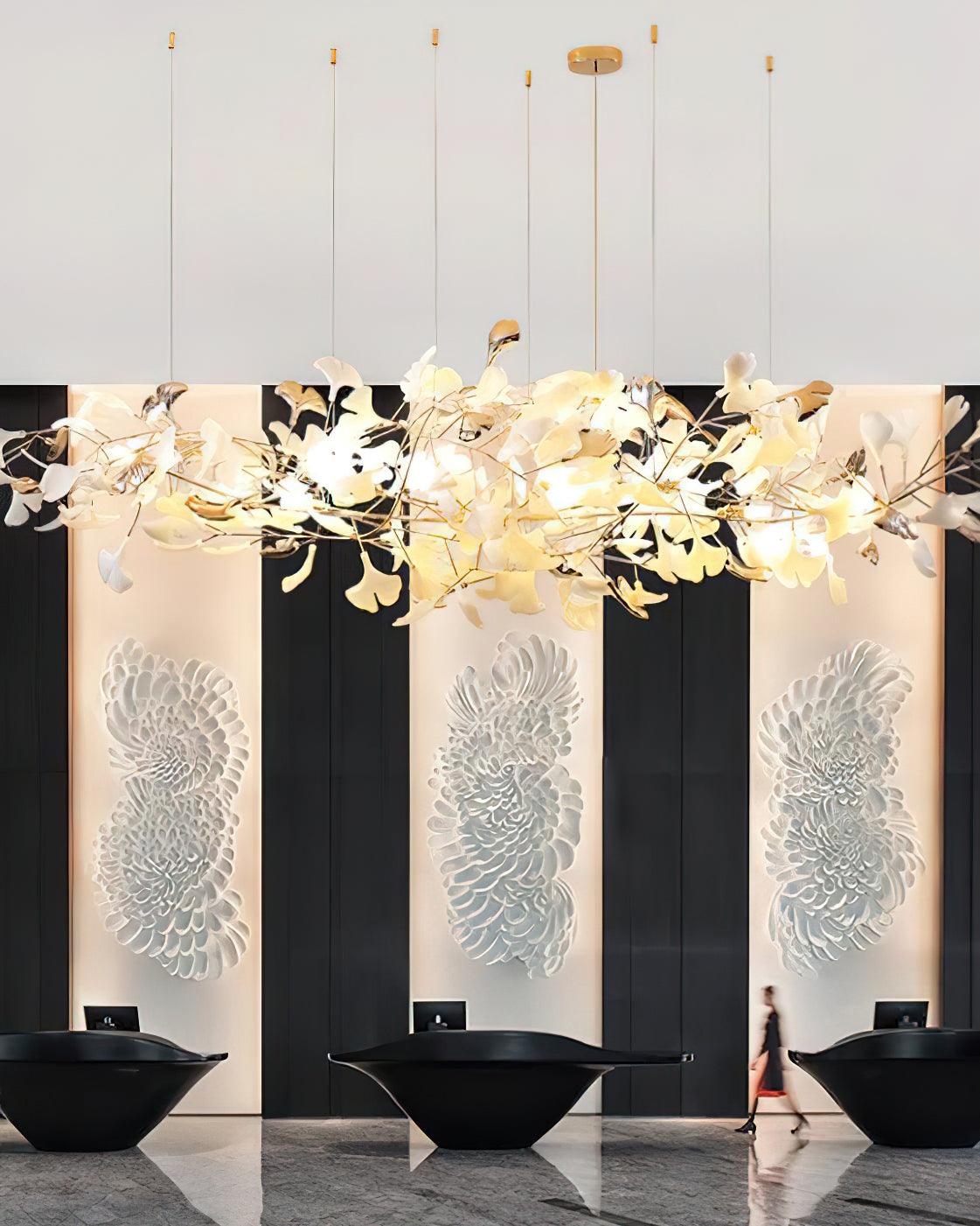 Unoryra Postmoderner Luxus-Kronleuchter aus Ginkgo-Wolkenkeramik-Letslighting