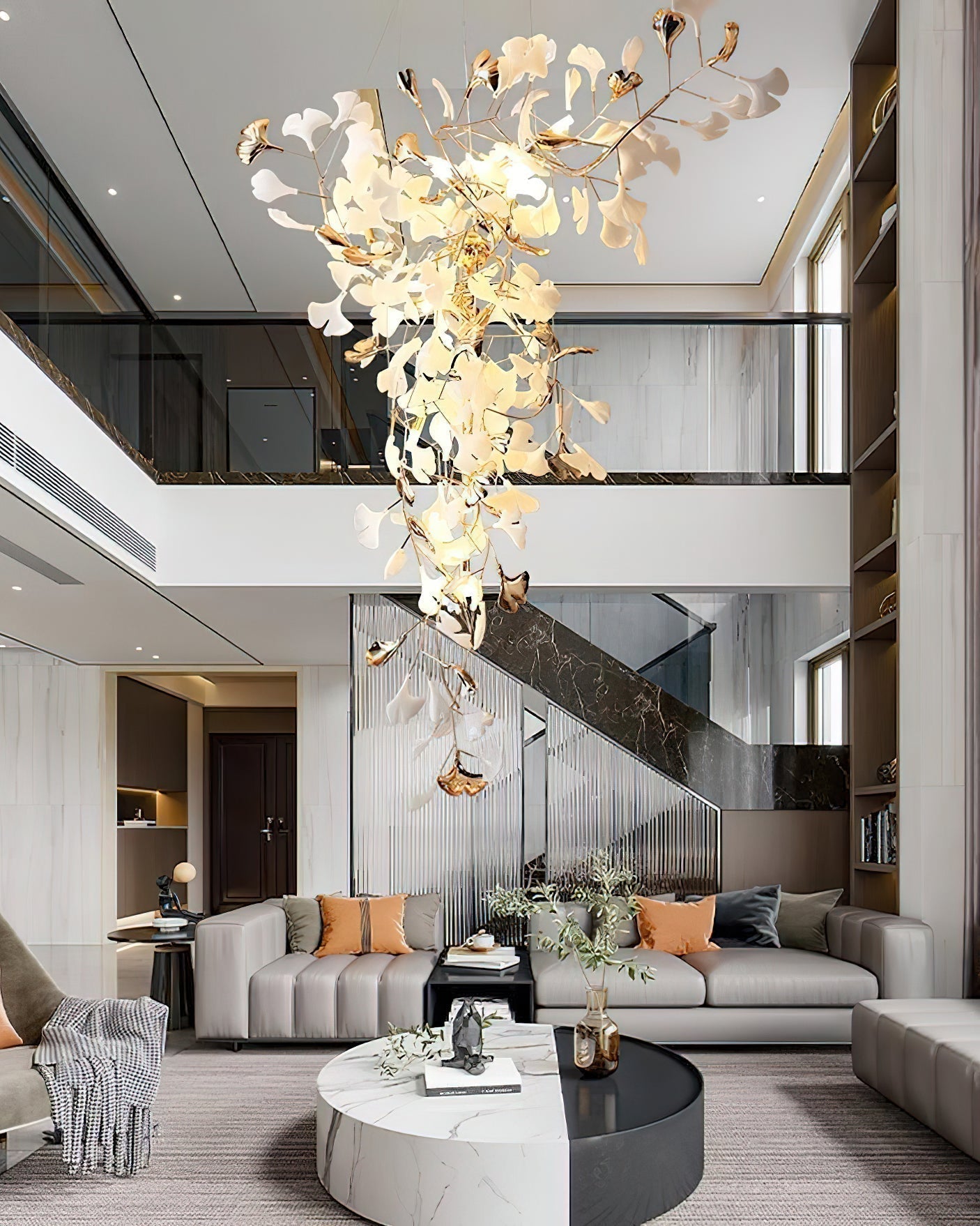Olivia Keramik Gingko Kronleuchter Spitze fliegen-Letslighting