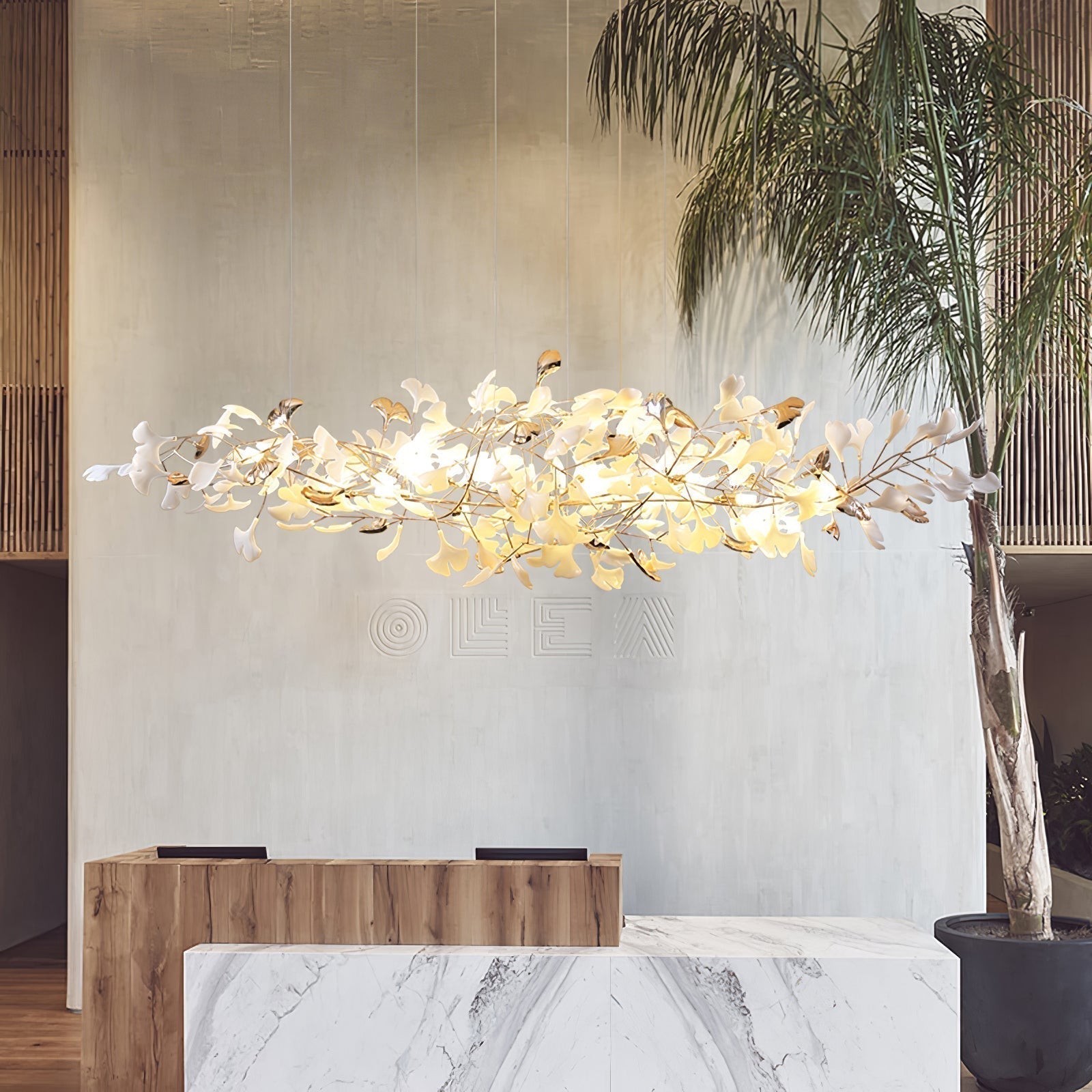 Unoryra Postmoderner Luxus-Kronleuchter aus Ginkgo-Wolkenkeramik-Letslighting