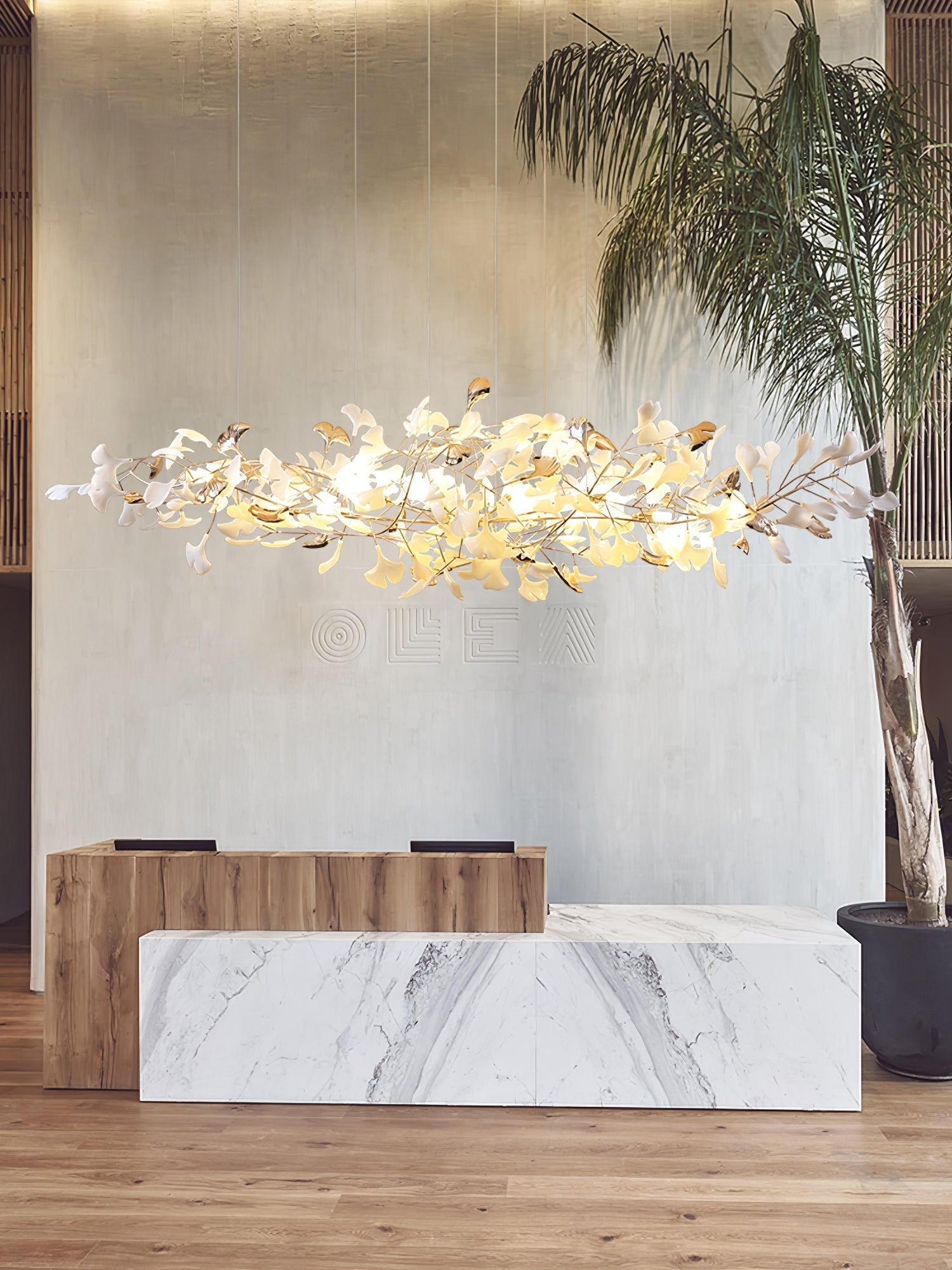Unoryra Postmoderner Luxus-Kronleuchter aus Ginkgo-Wolkenkeramik-Letslighting