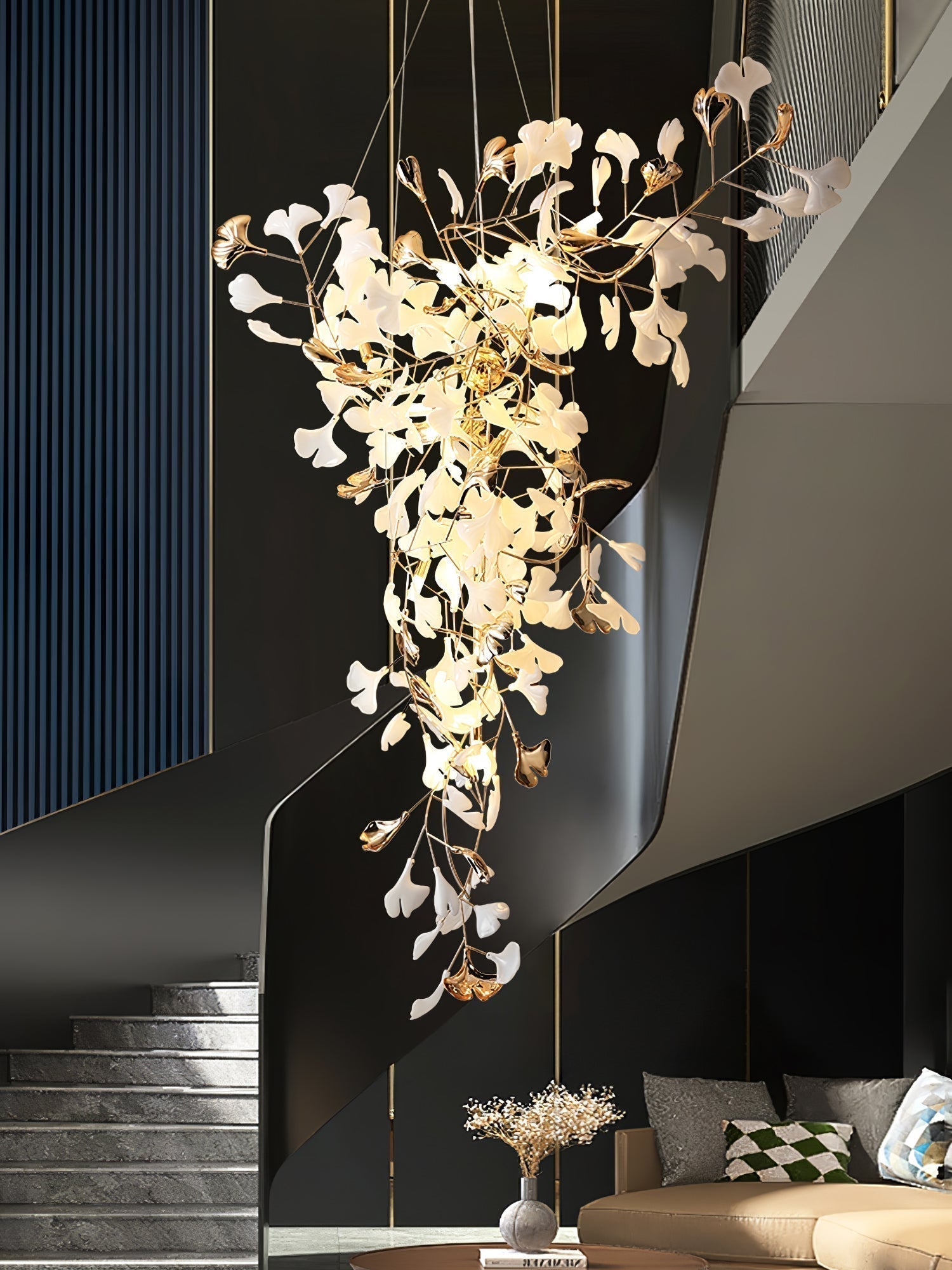 Olivia Keramik Gingko Kronleuchter Spitze fliegen-Letslighting