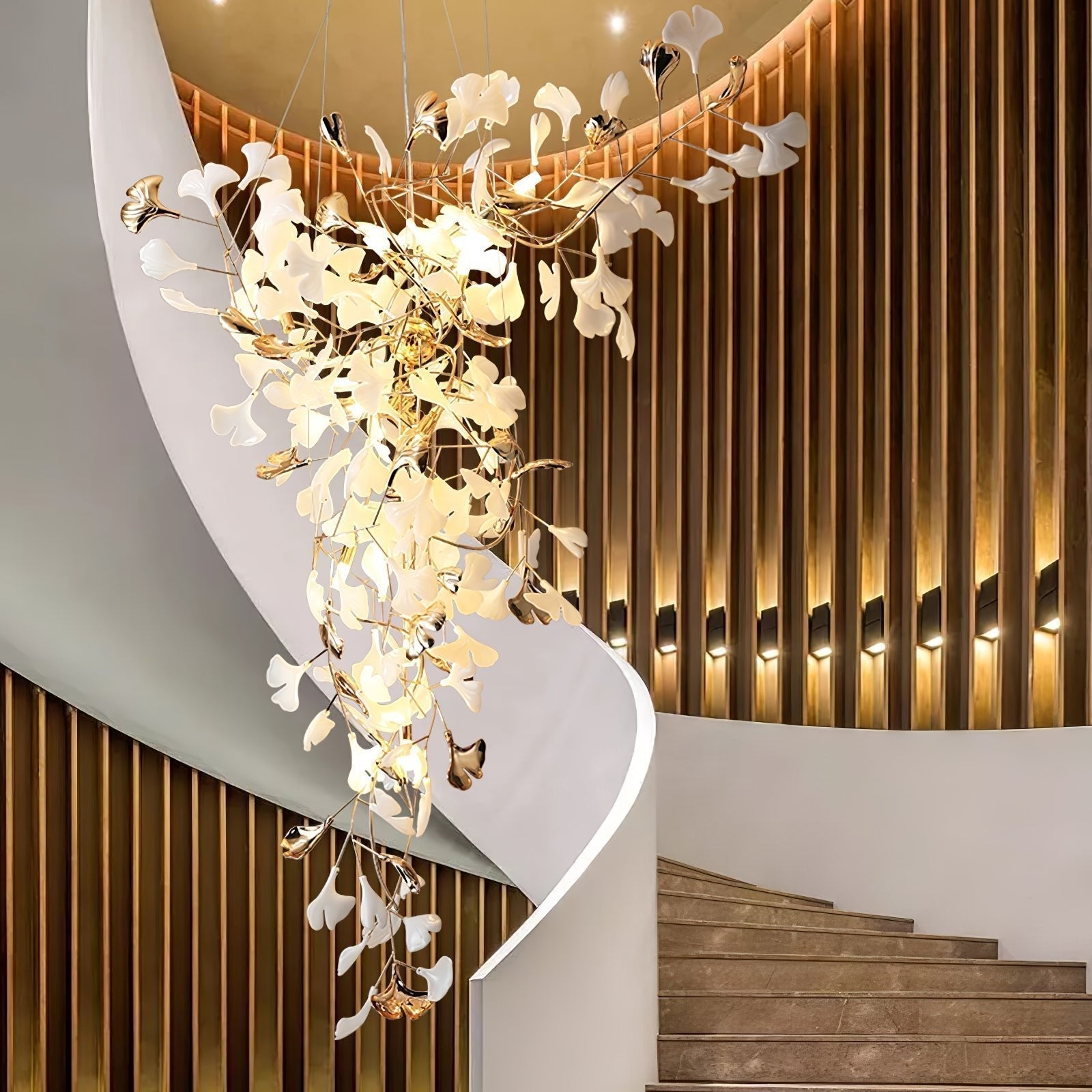 Olivia Keramik Gingko Kronleuchter Spitze fliegen-Letslighting