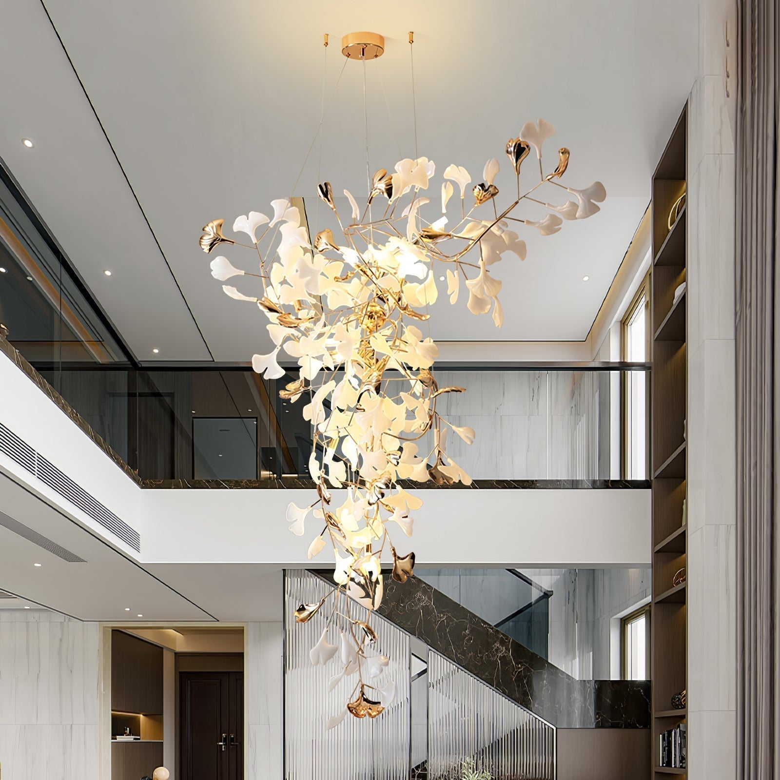 Olivia Keramik Gingko Kronleuchter Spitze fliegen-Letslighting