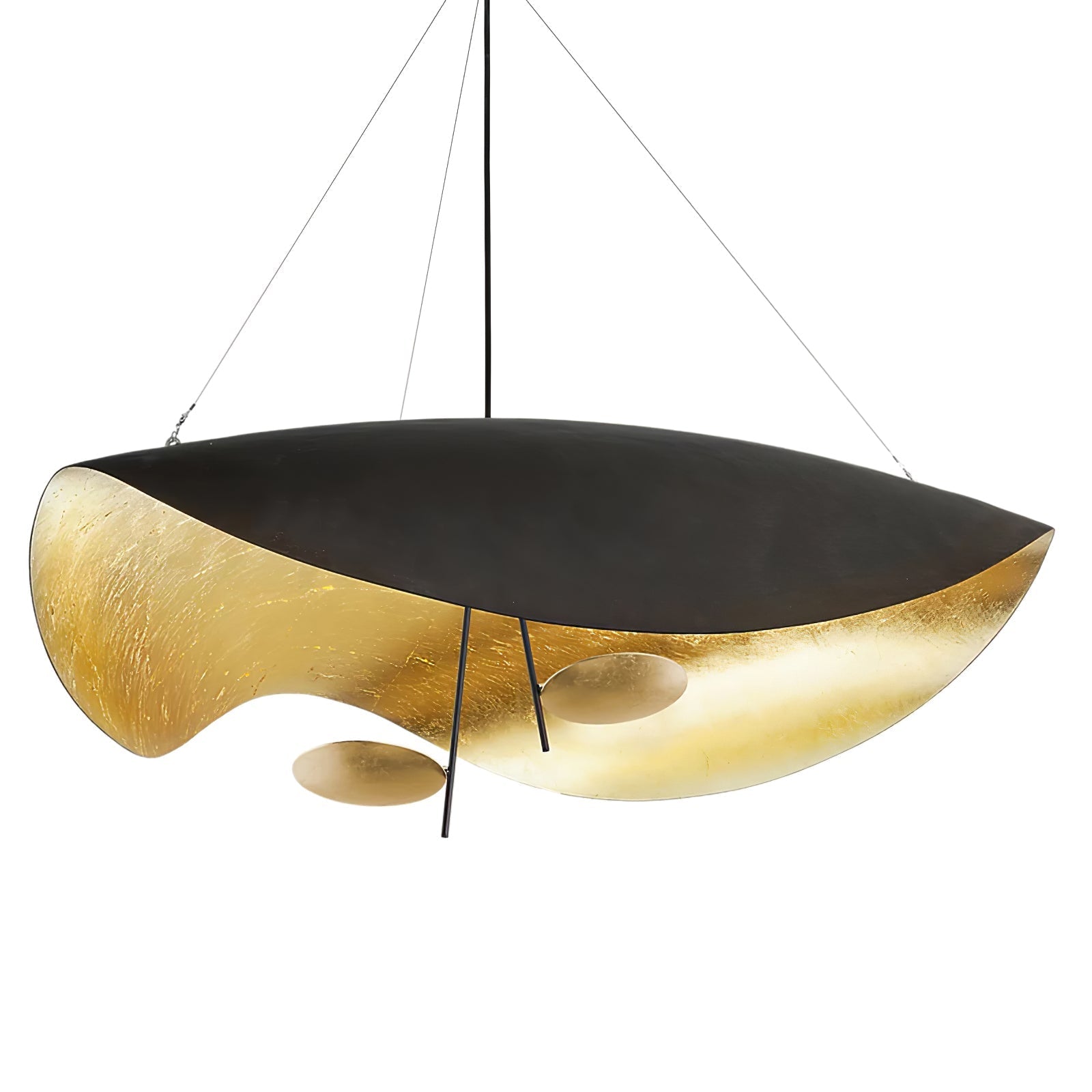 Lustra Pendelleuchte Schwarz Gold Gekrümmt Schirm-Letslighting