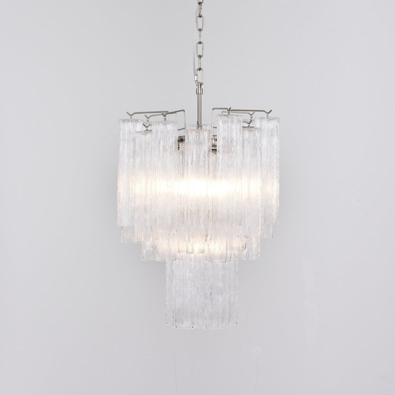 Aurora Chandelier Clear Murano Glass Tube Tiered Modern - Neutralighting
