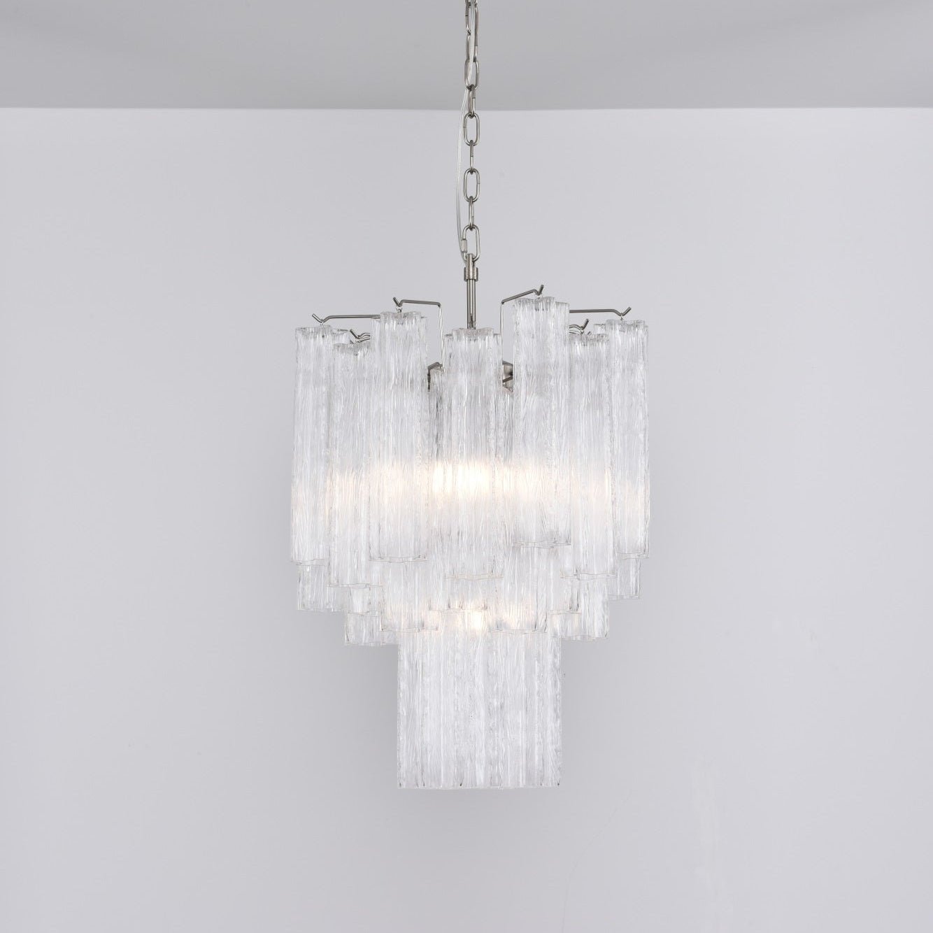 Aurora Chandelier Clear Murano Glass Tube Tiered Modern - Neutralighting