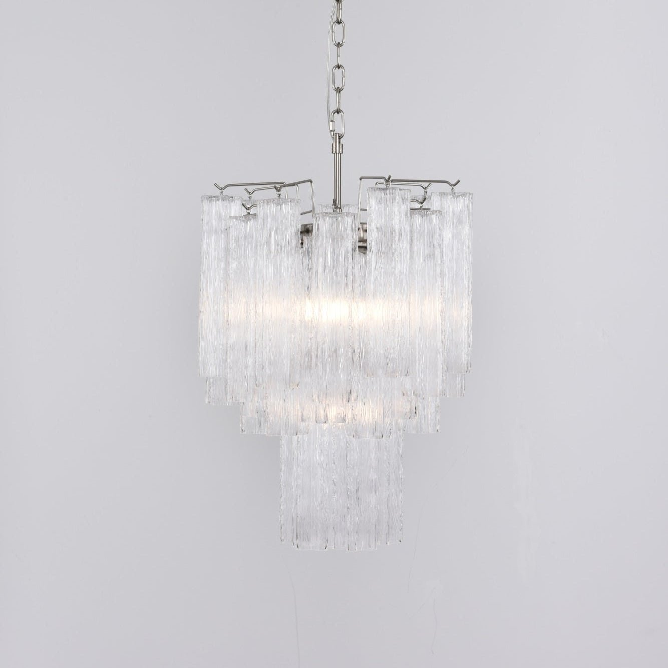 Aurora Chandelier Clear Murano Glass Tube Tiered Modern - Neutralighting