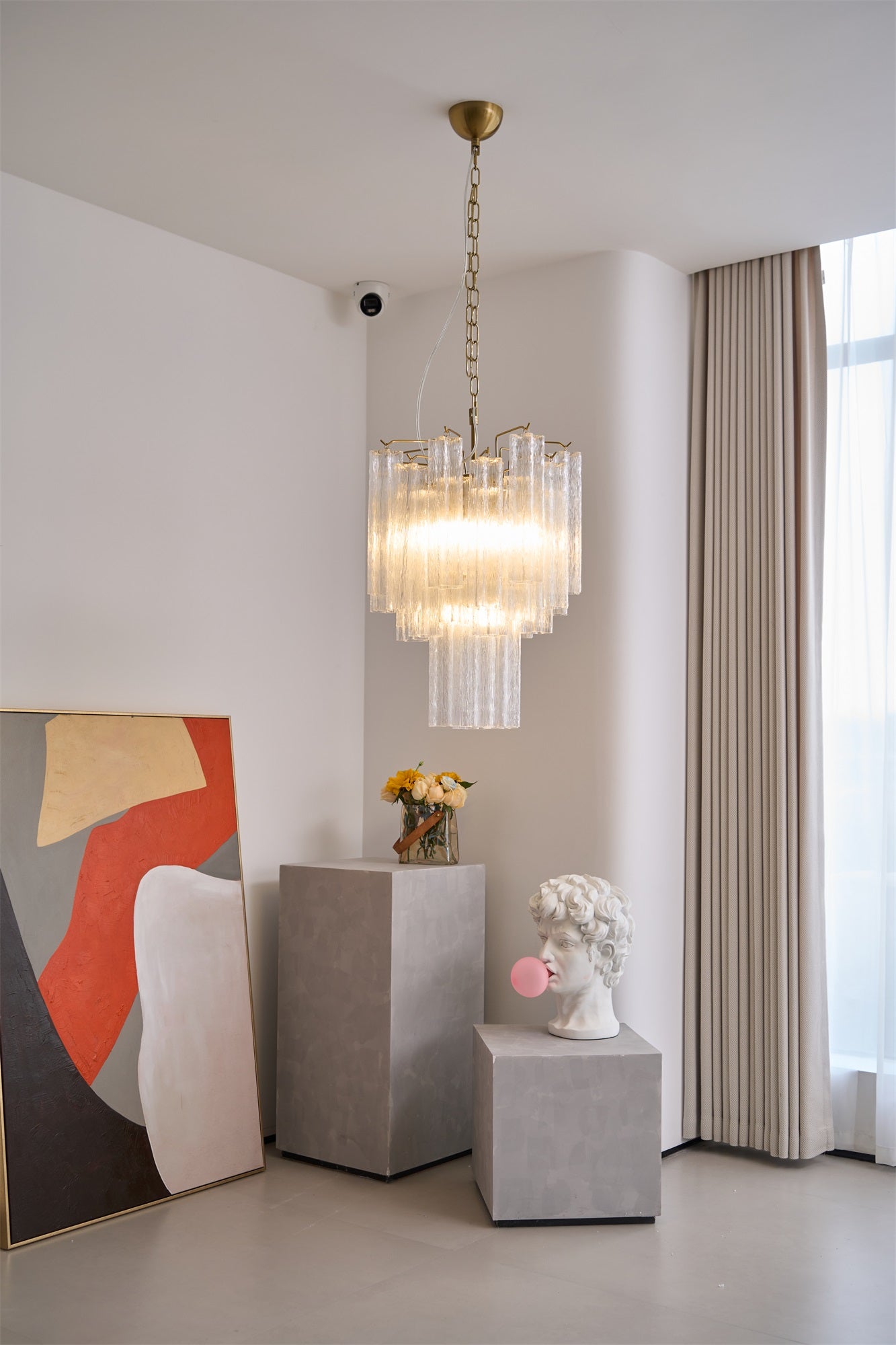 Aurora Chandelier Clear Murano Glass Tube Tiered Modern - Neutralighting