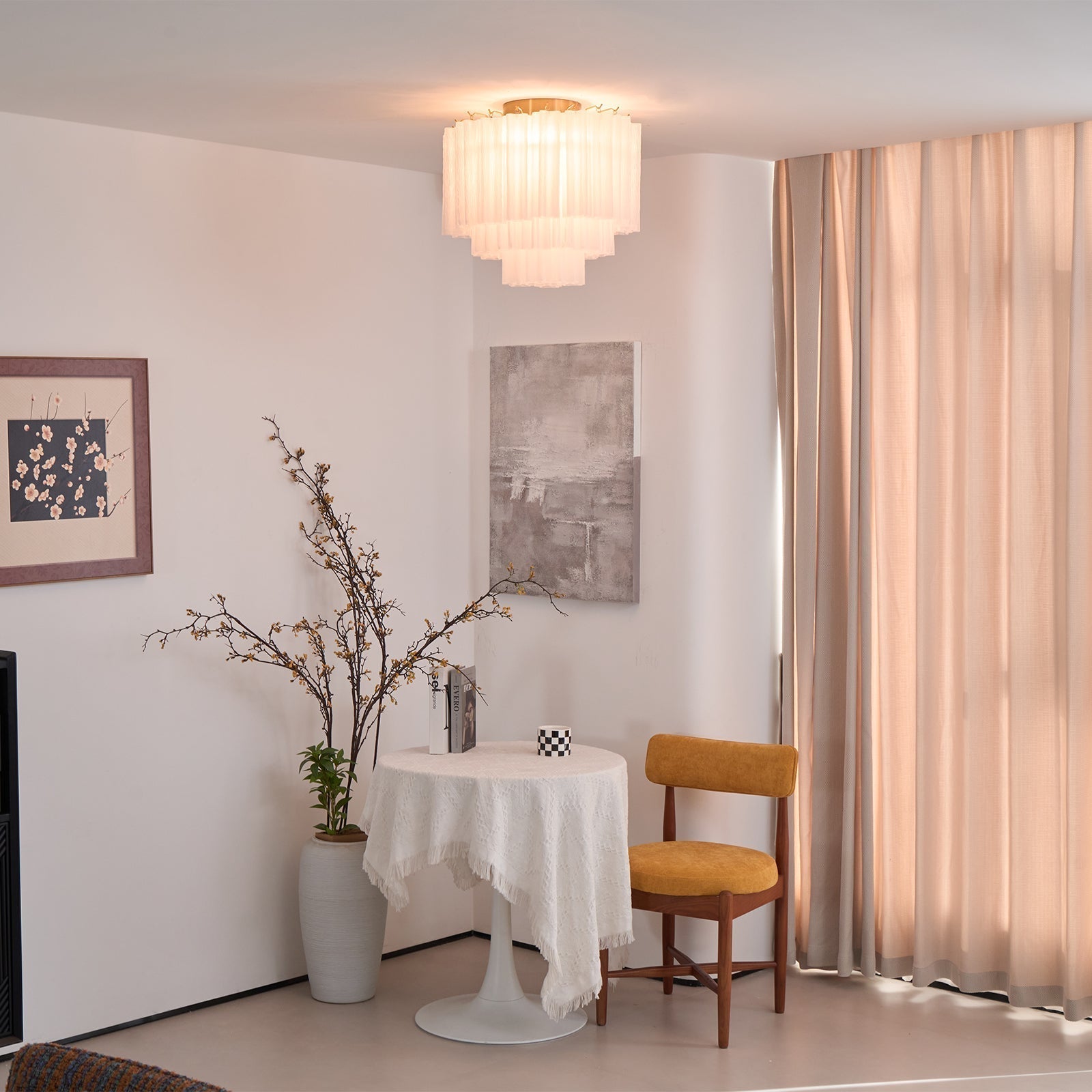 Aurora Ceiling Lamp White Murano Glass Layered Elegant Modern - Neutralighting