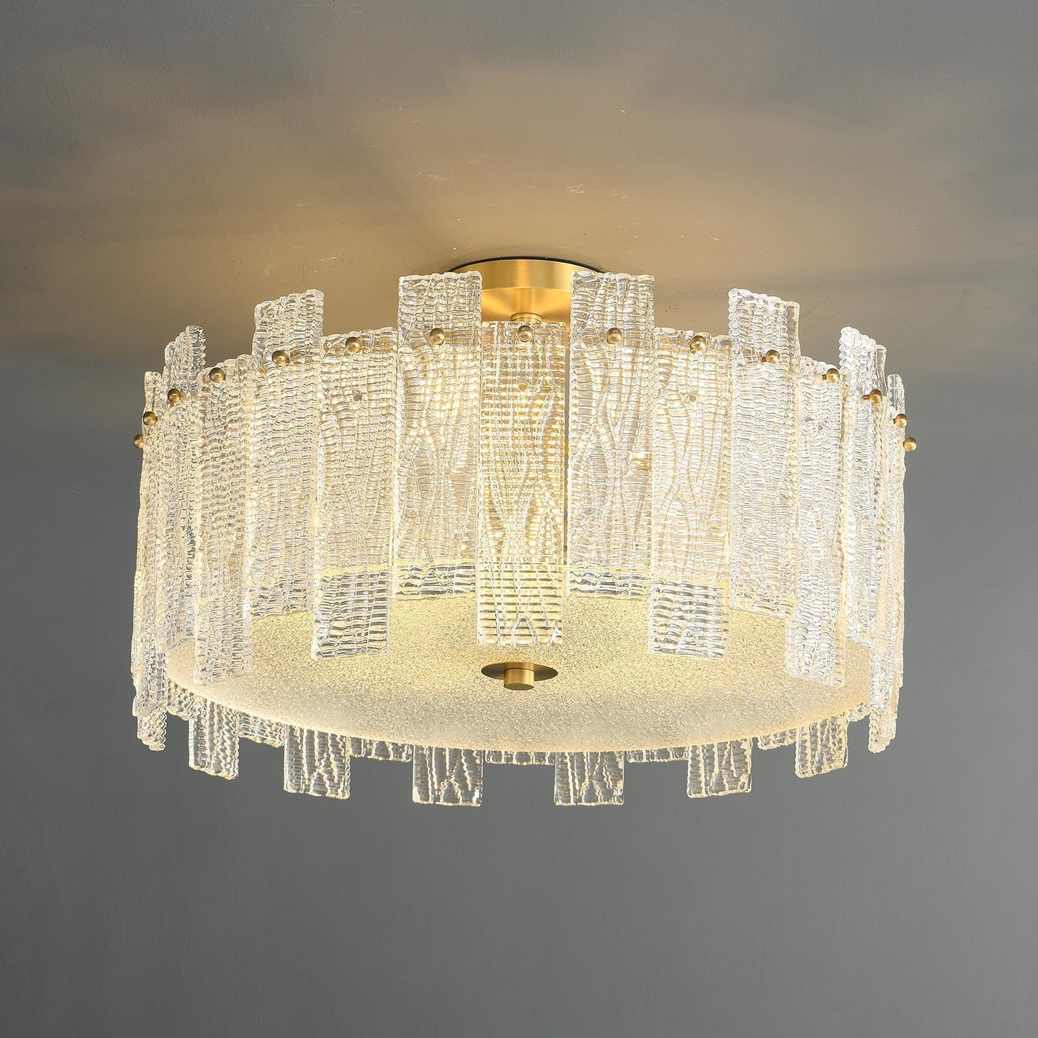 Symiror Postmoderne Luxus-Deckenleuchte aus Messing und Glas-Letslighting