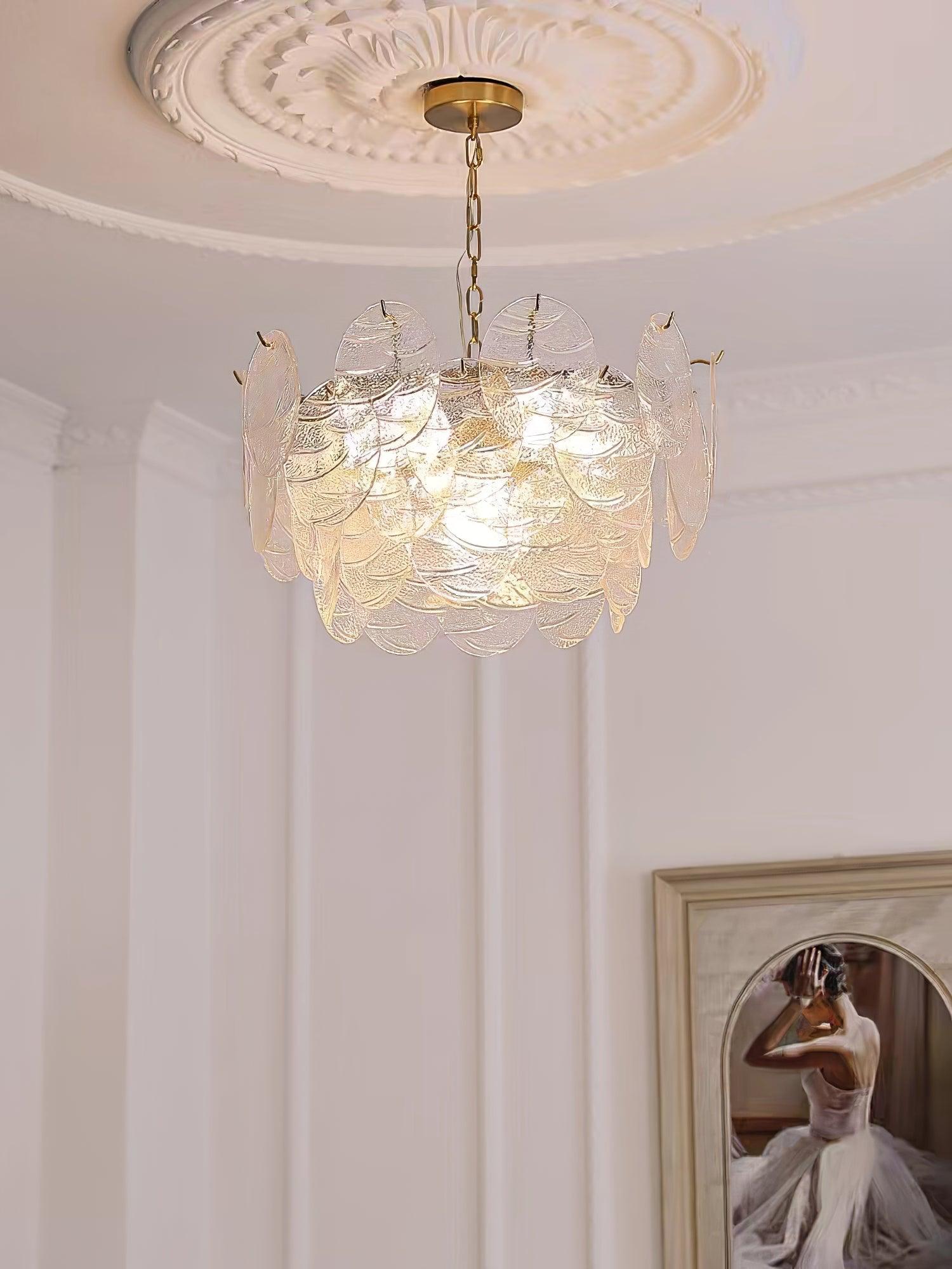 Lustra Kronleuchter Glasscheibe Gold-Letslighting