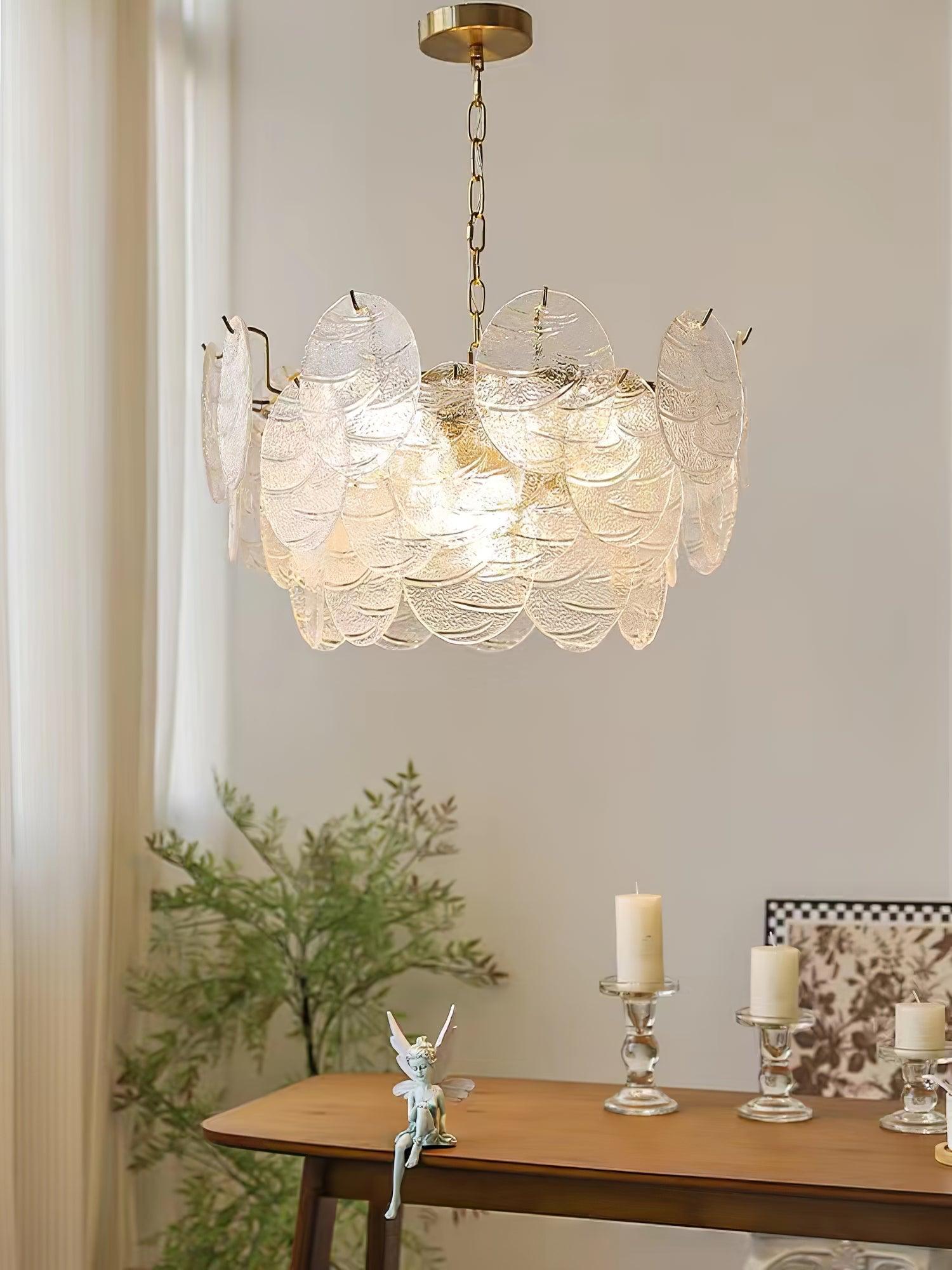Lustra Kronleuchter Glasscheibe Gold-Letslighting