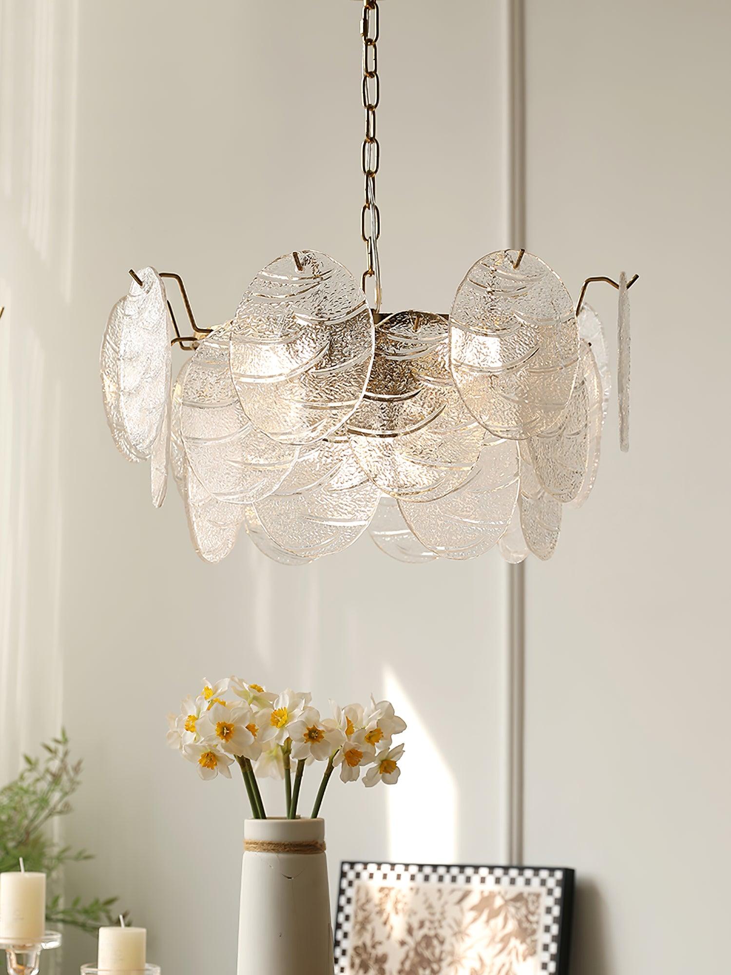 Lustra Kronleuchter Glasscheibe Gold-Letslighting
