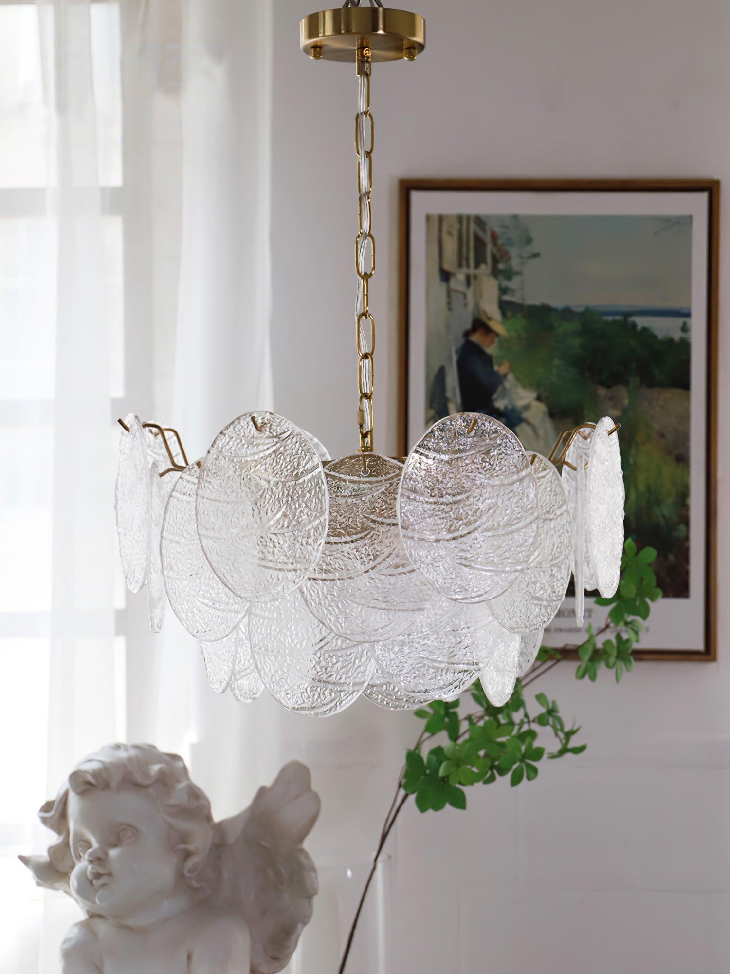 Lustra Kronleuchter Glasscheibe Gold-Letslighting